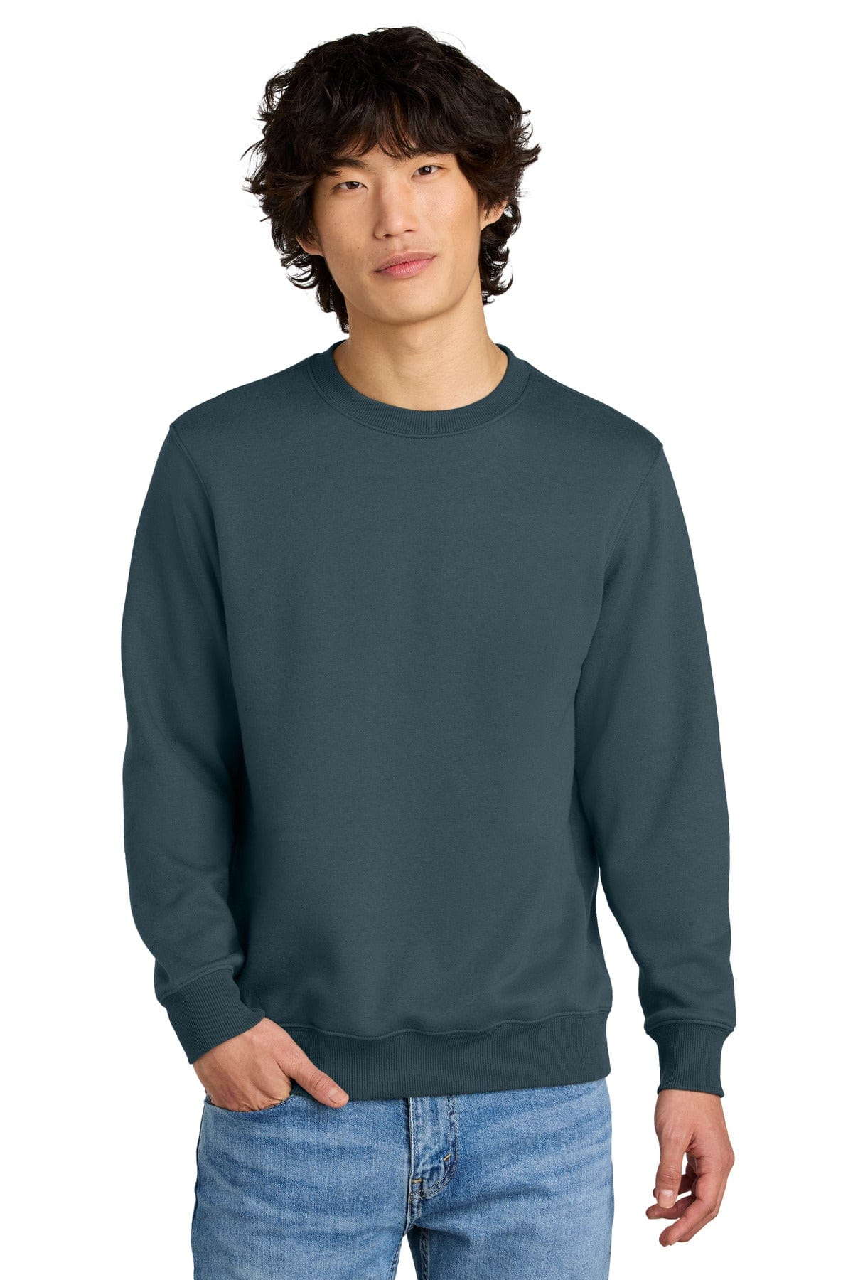 District DT1106 Perfect Weight Fleece Crew in Deep Steel Blue