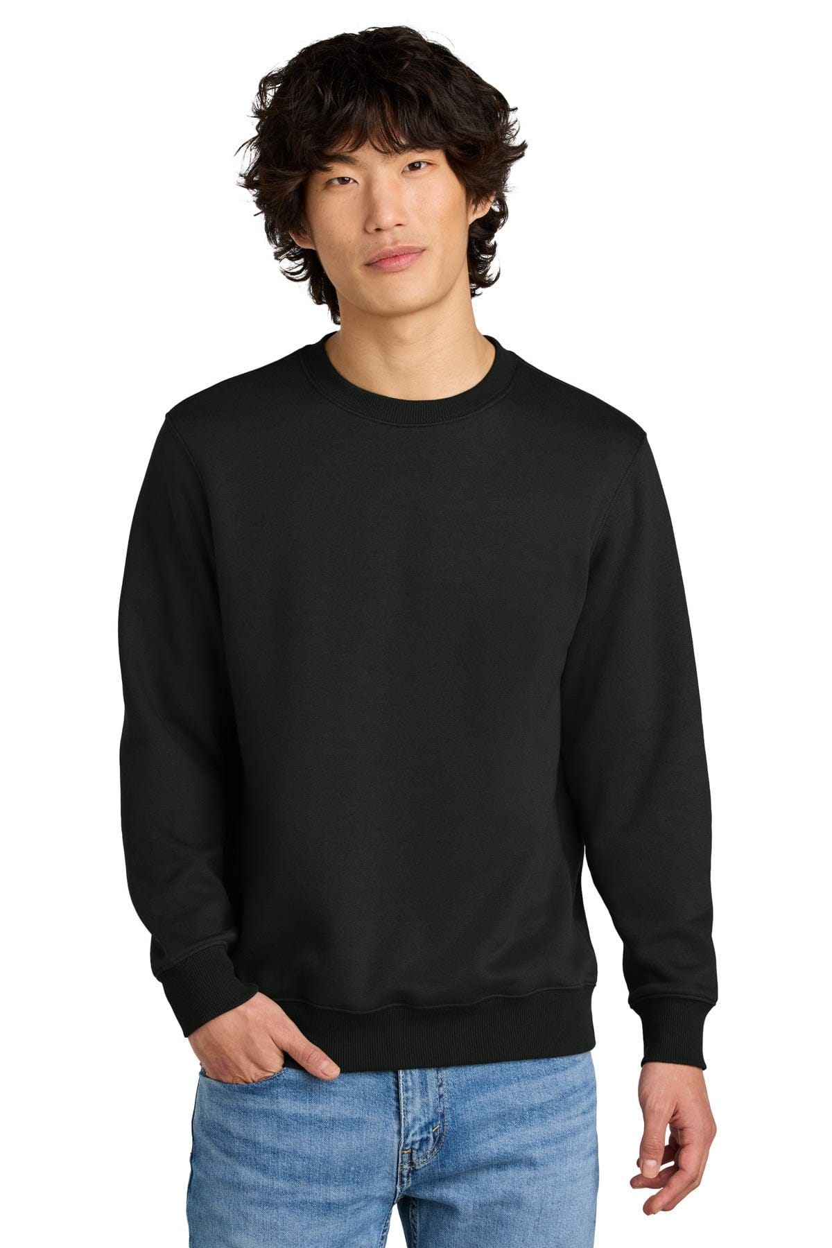 District DT1106 Perfect Weight Fleece Crew in Jet Black