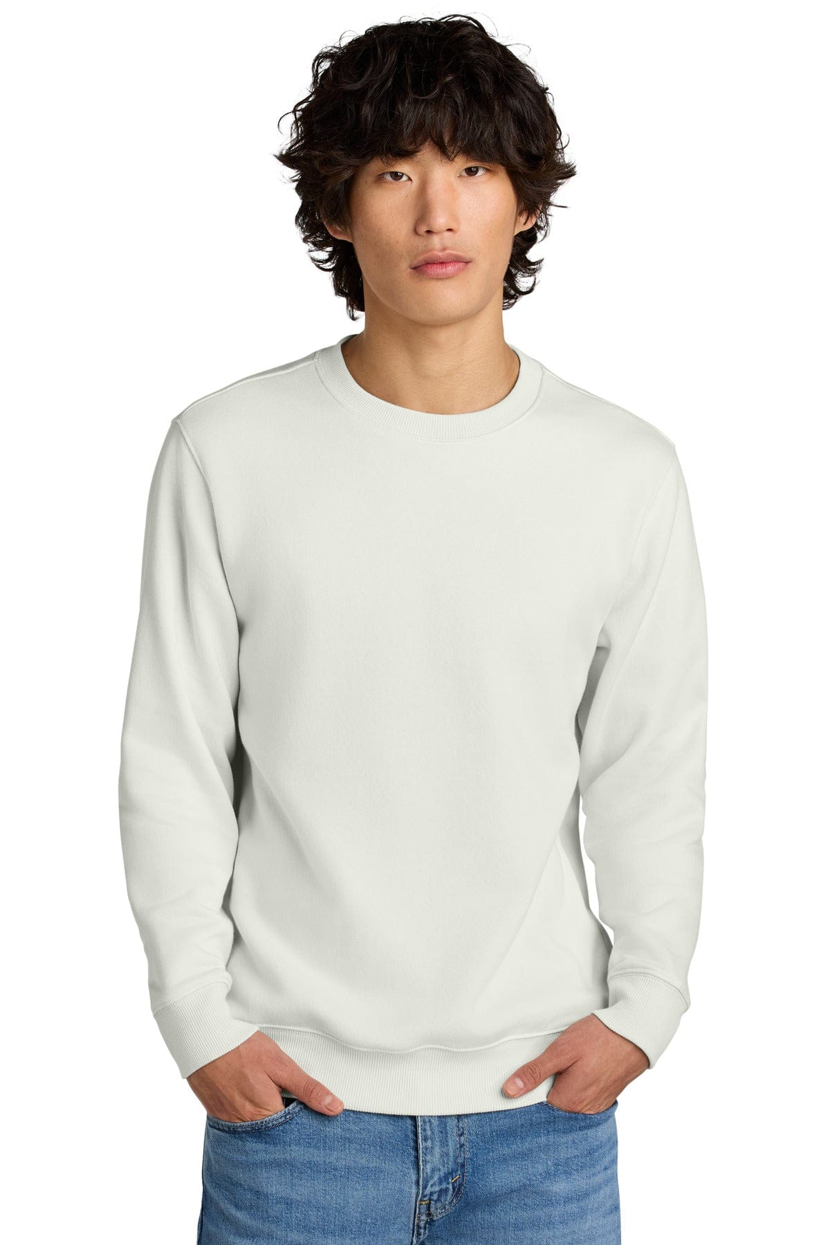District DT1106 Perfect Weight Fleece Crew in White Onyx
