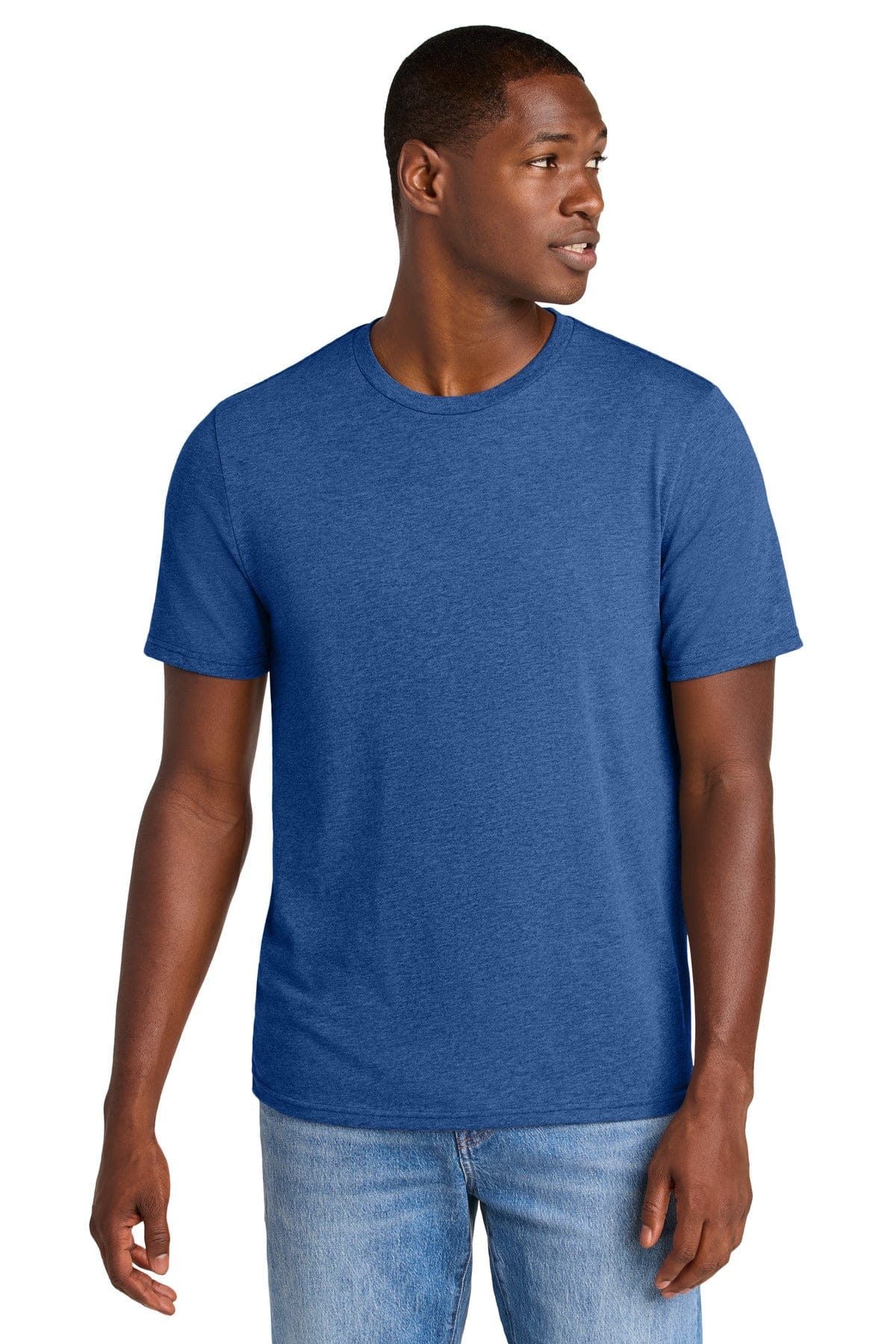 District DT184 Perfect Weight CVC Tee in Heathered Deep Royal