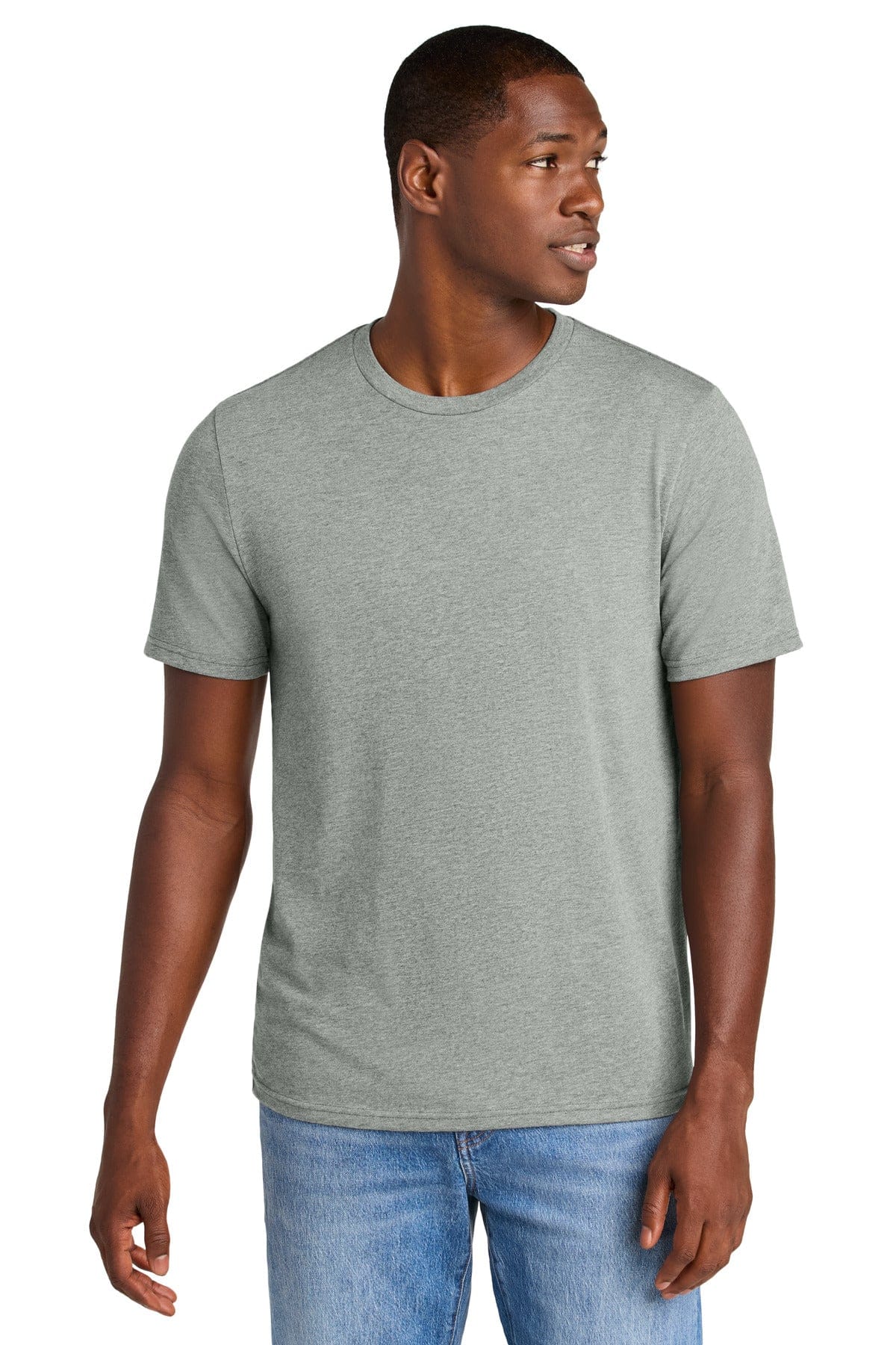 District DT184 Perfect Weight CVC Tee in Light Heather Grey