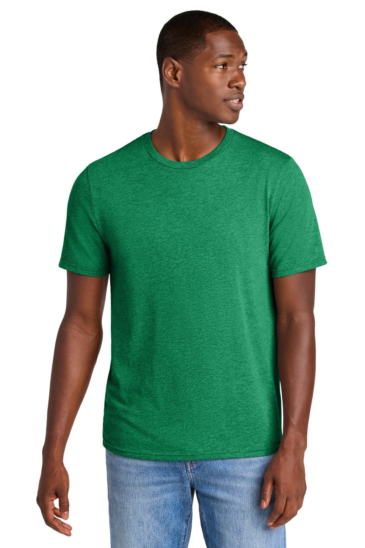 District DT184 Perfect Weight CVC Tee in Meadow Green Heather