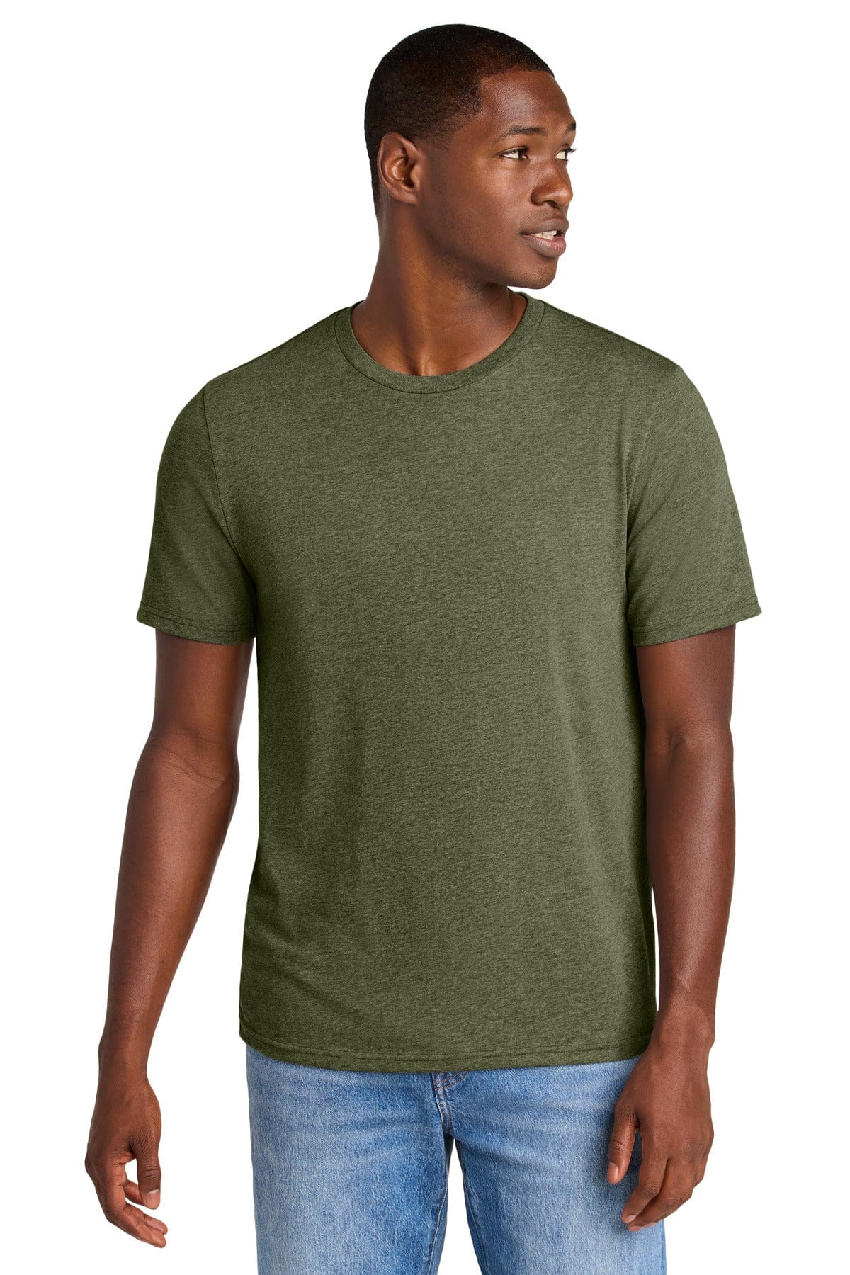District DT184 Perfect Weight CVC Tee in Military Green Heather