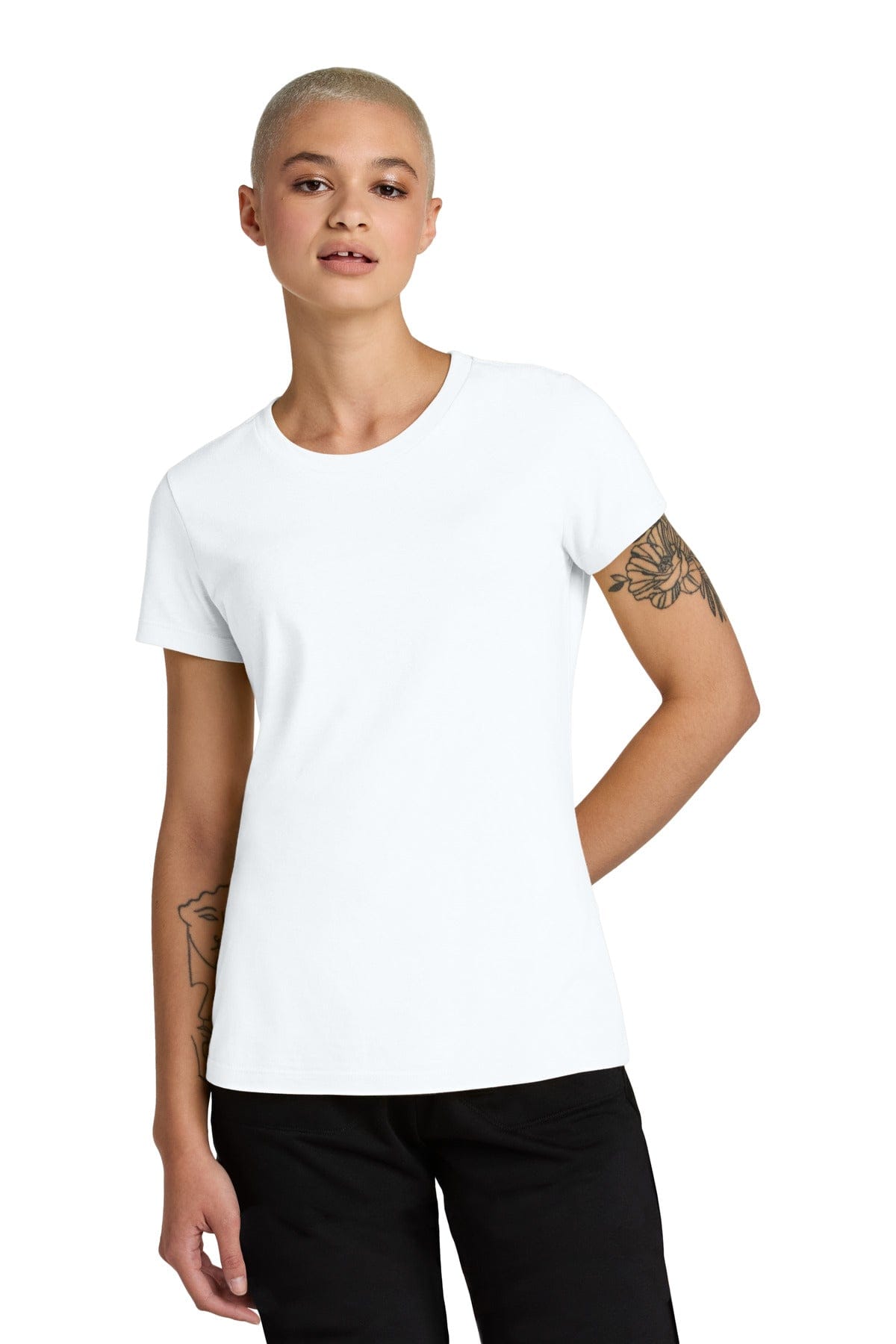 District DT188 Women's Perfect Weight CVC Tee in Bright White
