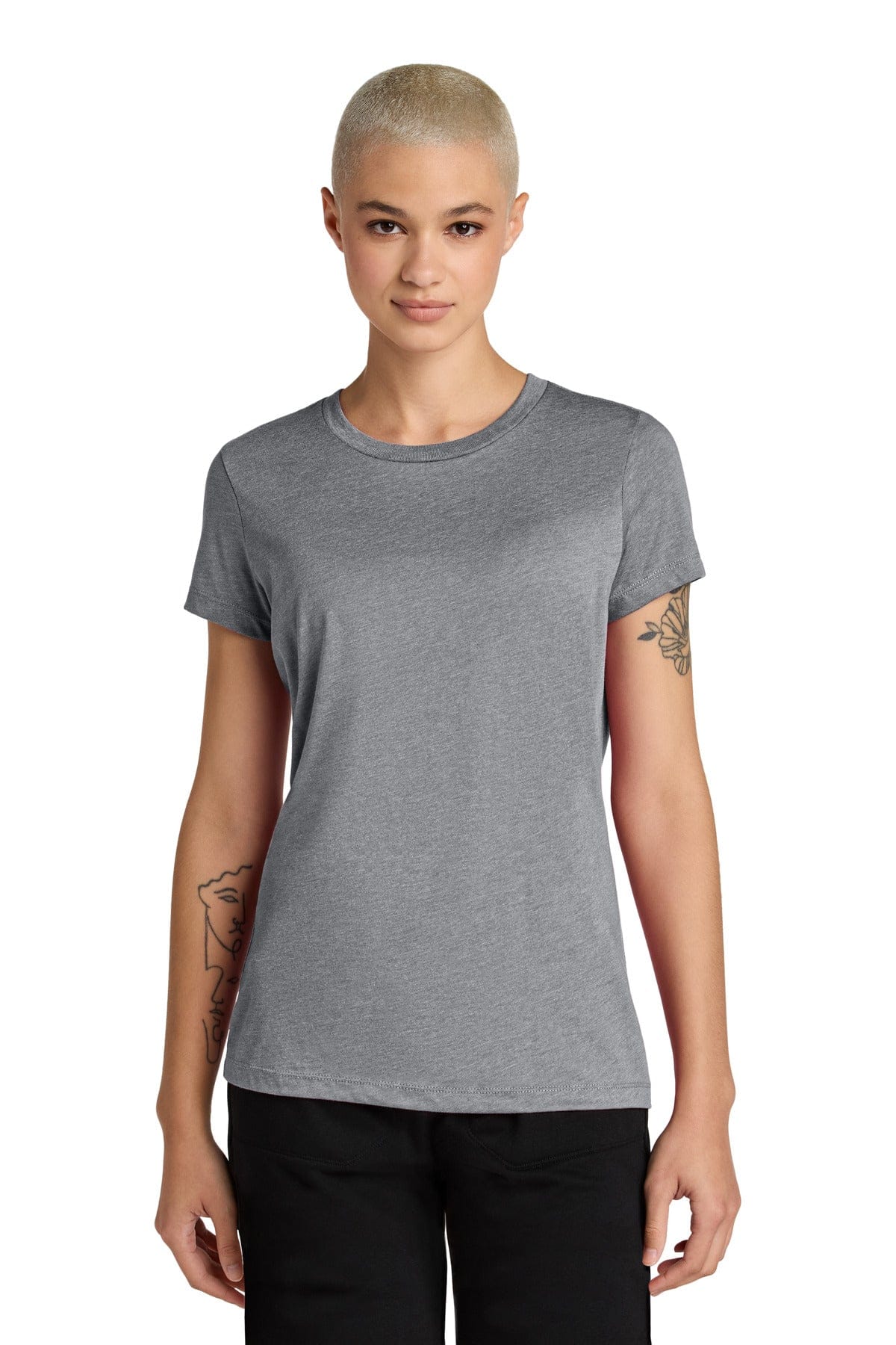 District DT188 Women's Perfect Weight CVC Tee in Graphite Heather