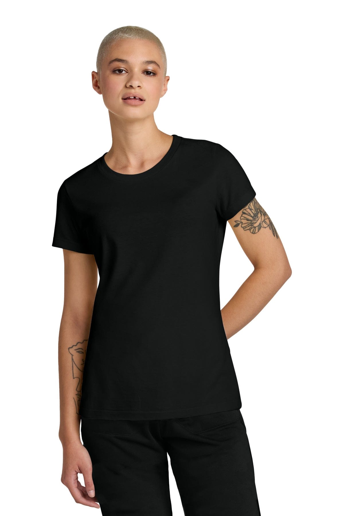 District DT188 Women's Perfect Weight CVC Tee in Jet Black