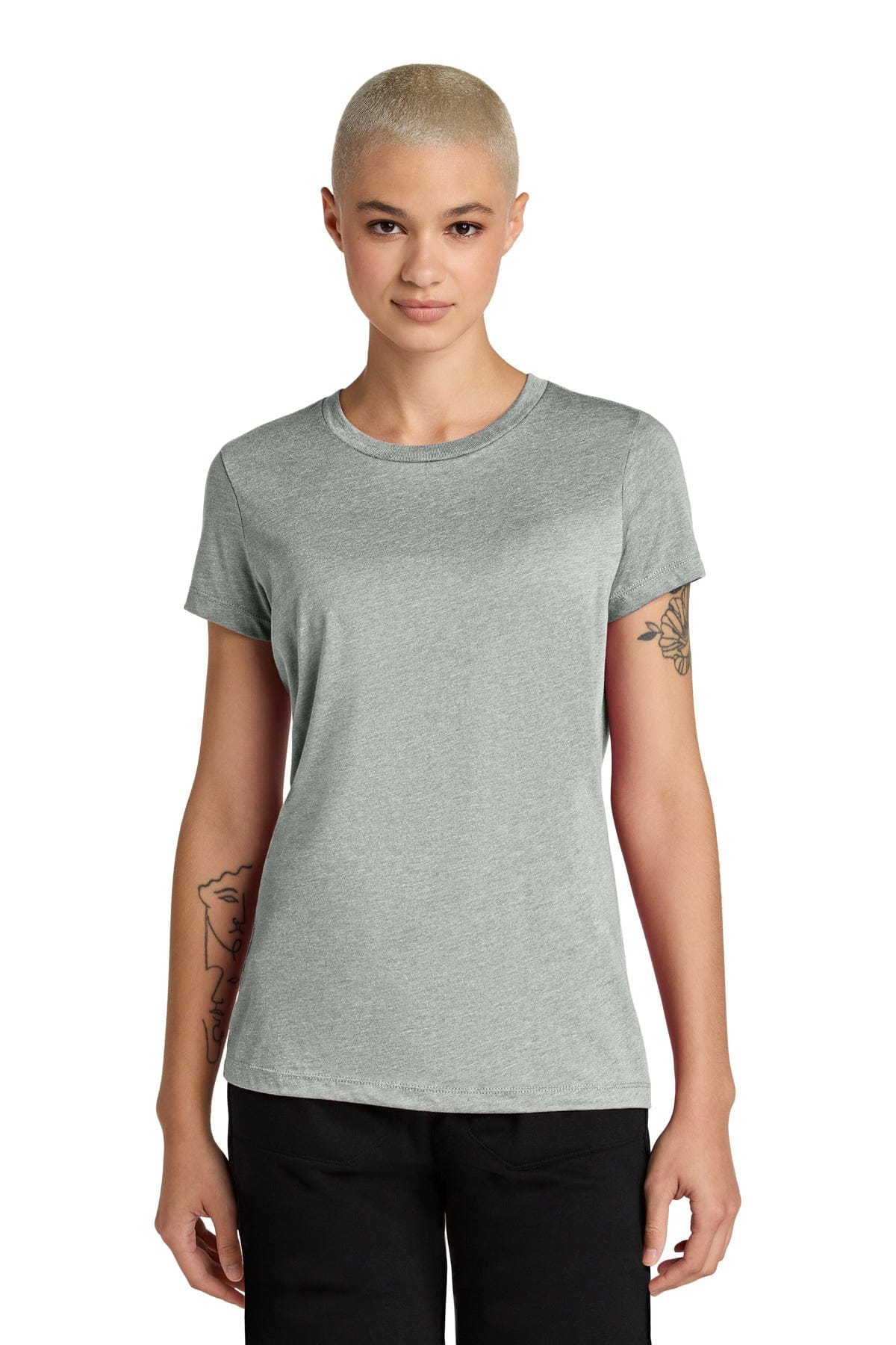District DT188 Women's Perfect Weight CVC Tee in Light Heather Grey