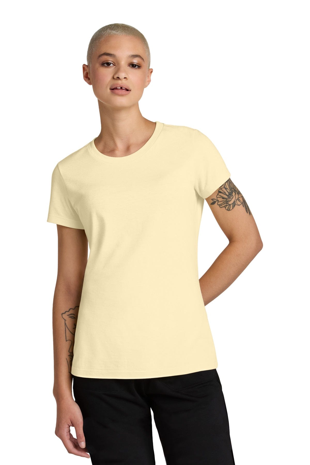 District DT188 Women's Perfect Weight CVC Tee in Soft Yellow