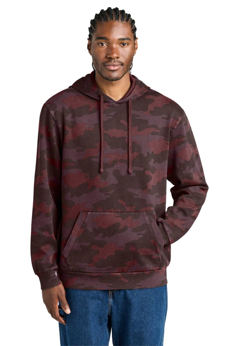 District Wash Camo Fleece Hoodie DT2200C in Bordeaux