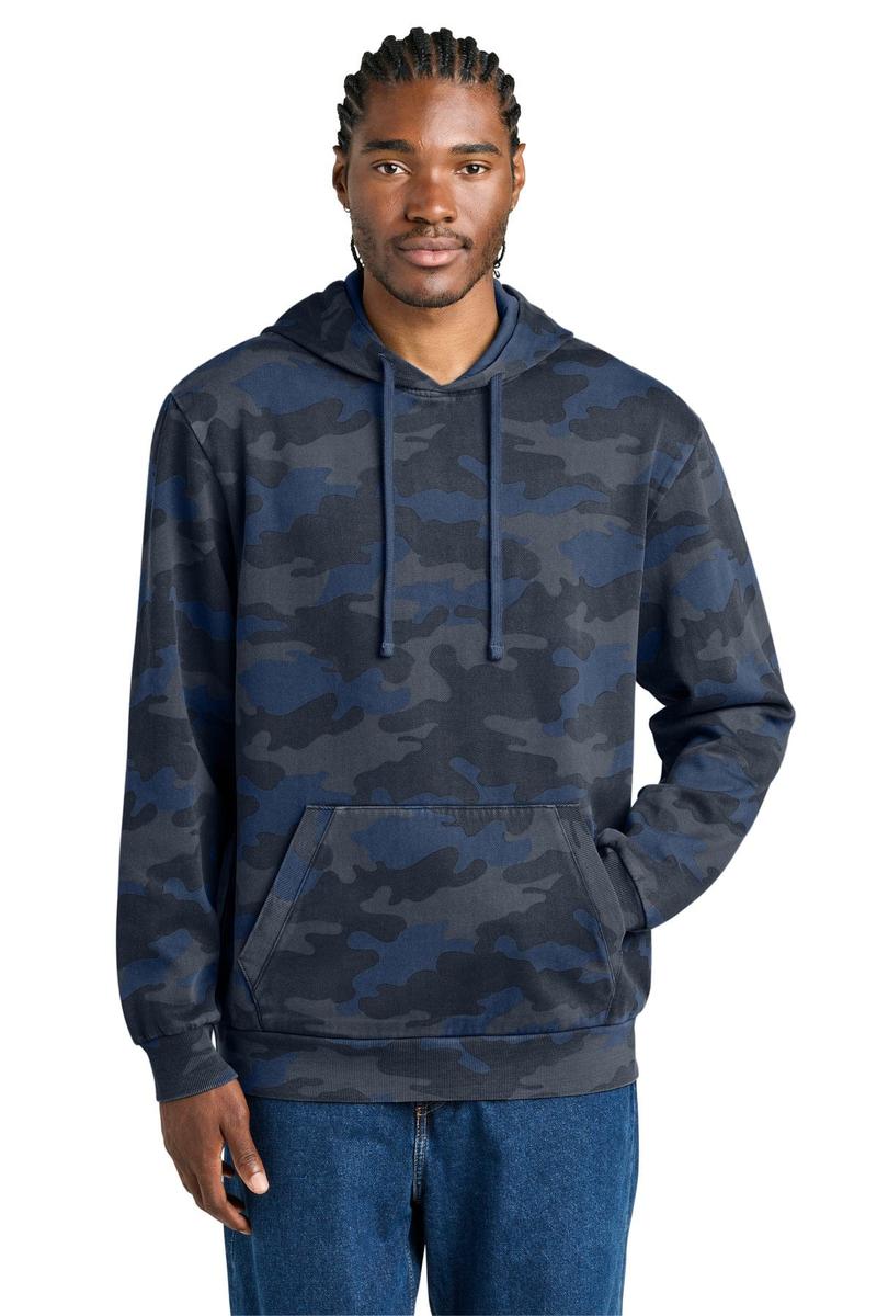 District Wash Camo Fleece Hoodie DT2200C in True Navy