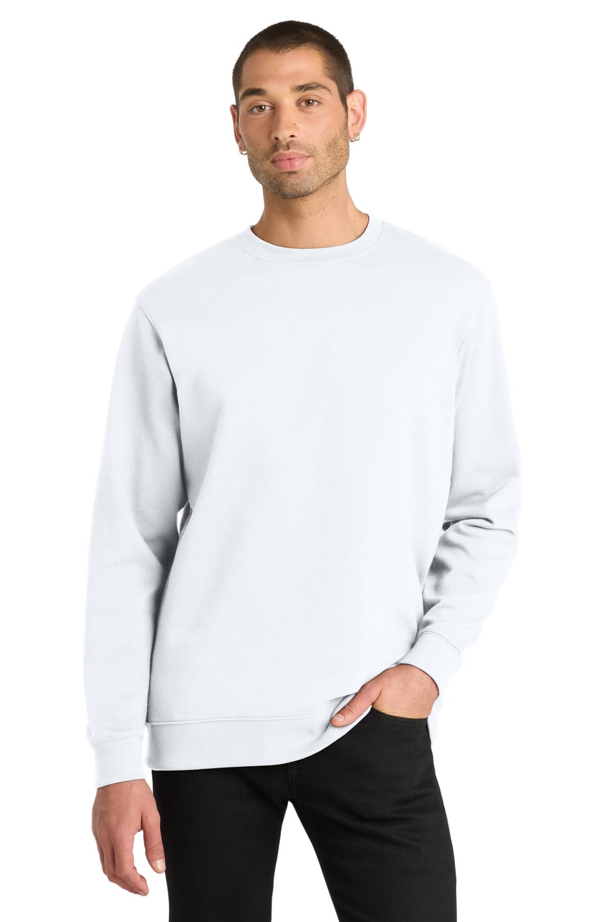 District DT6104 XS / White District DT6104 V.I.T. Fleece Crewneck Sweatshirt