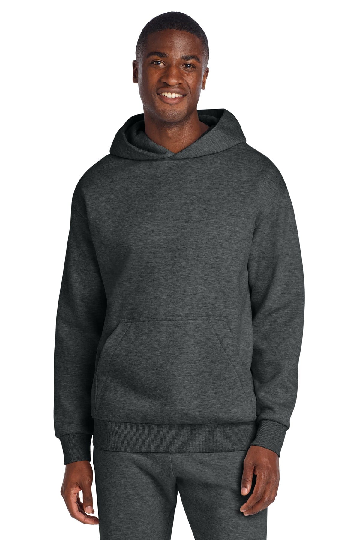 District DT6150 Heavyweight Fleece Hoodie in Heathered Charcoal