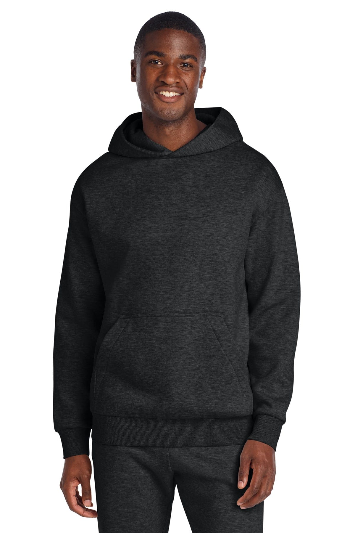 District DT6150 Heavyweight Fleece Hoodie in Jet Black Heather