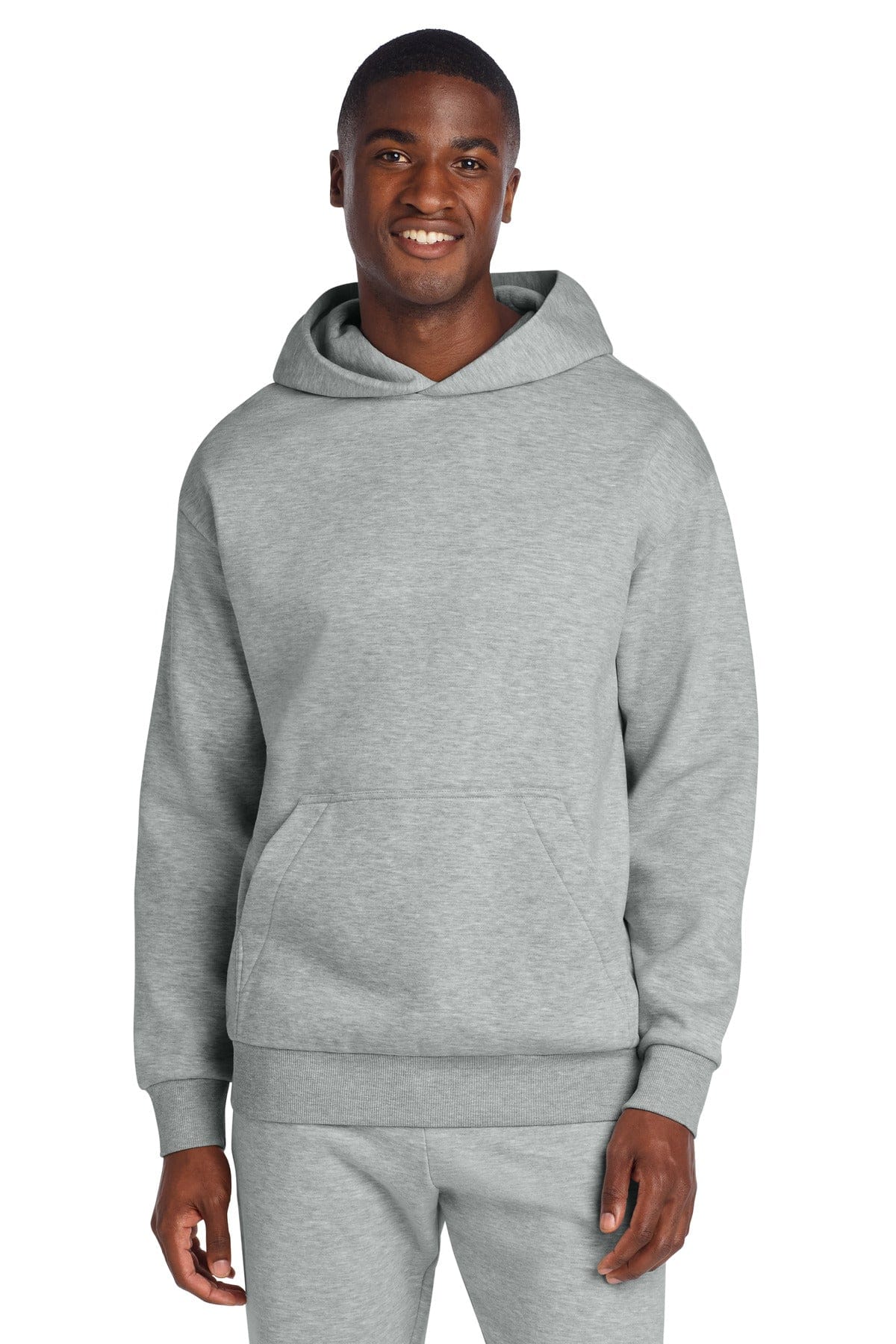 District DT6150 Heavyweight Fleece Hoodie in Light Heather Grey