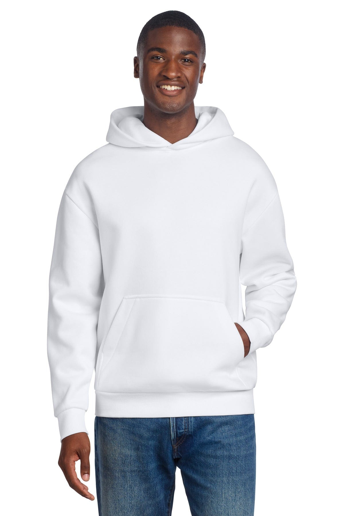 District DT6150 Heavyweight Fleece Hoodie in White