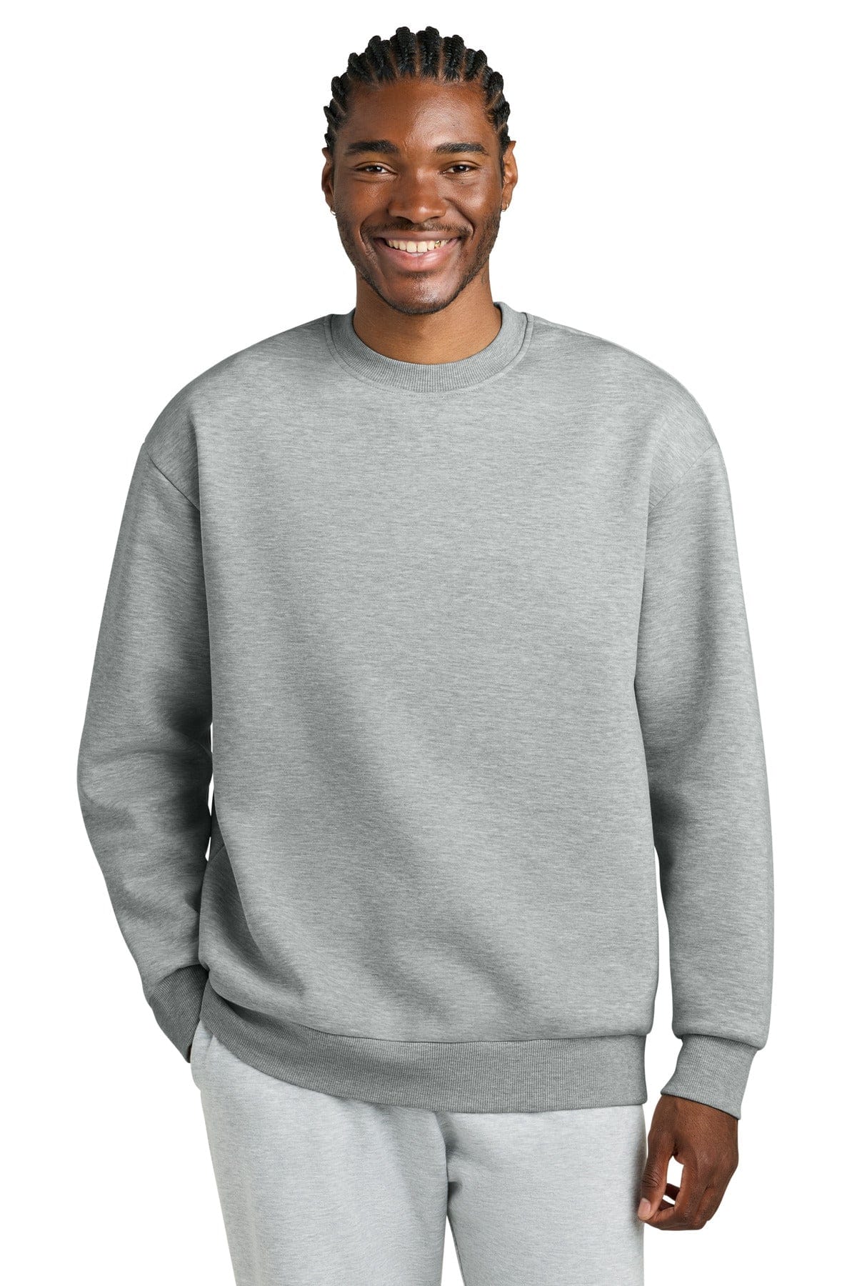 District DT6154 Heavyweight Fleece Crew in Light Heather Grey