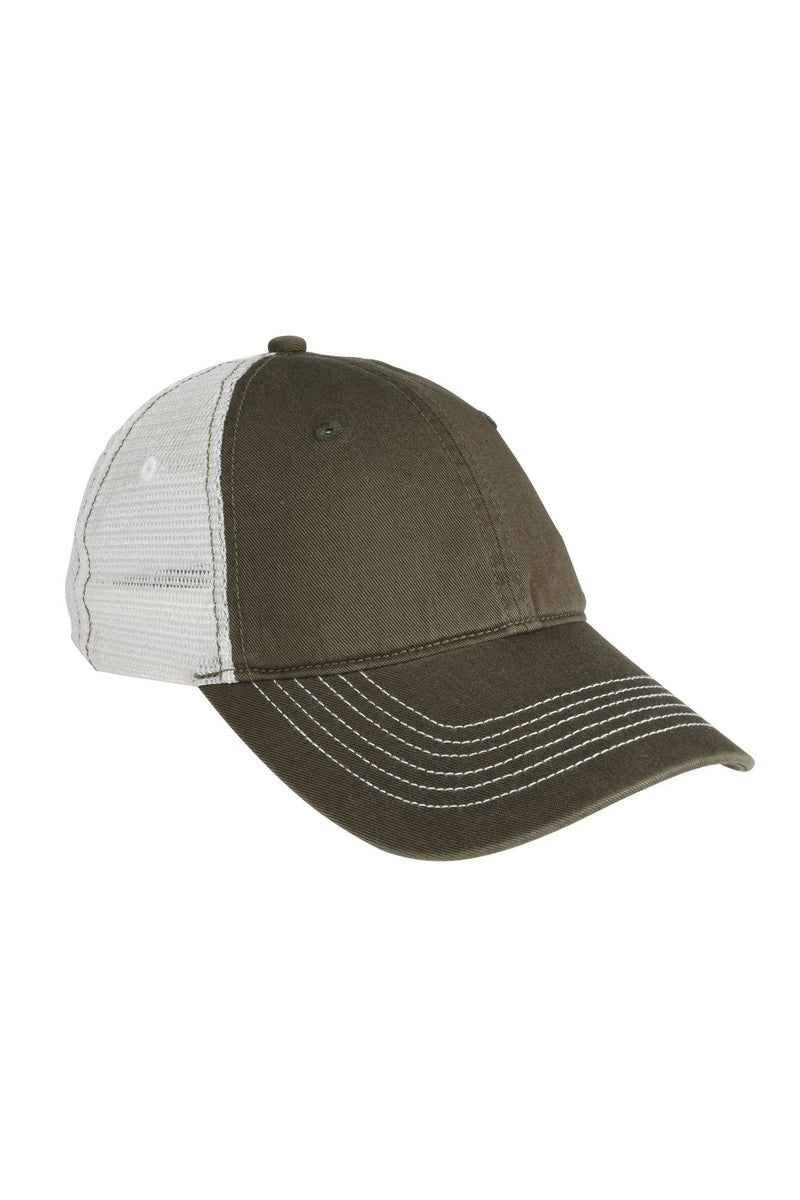 District Headwear OSFA / Army/ White District DT607: Mesh Back Cap