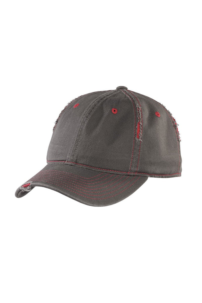 District Headwear OSFA / Nickel/ New Red District DT612: Rip and Distressed Cap