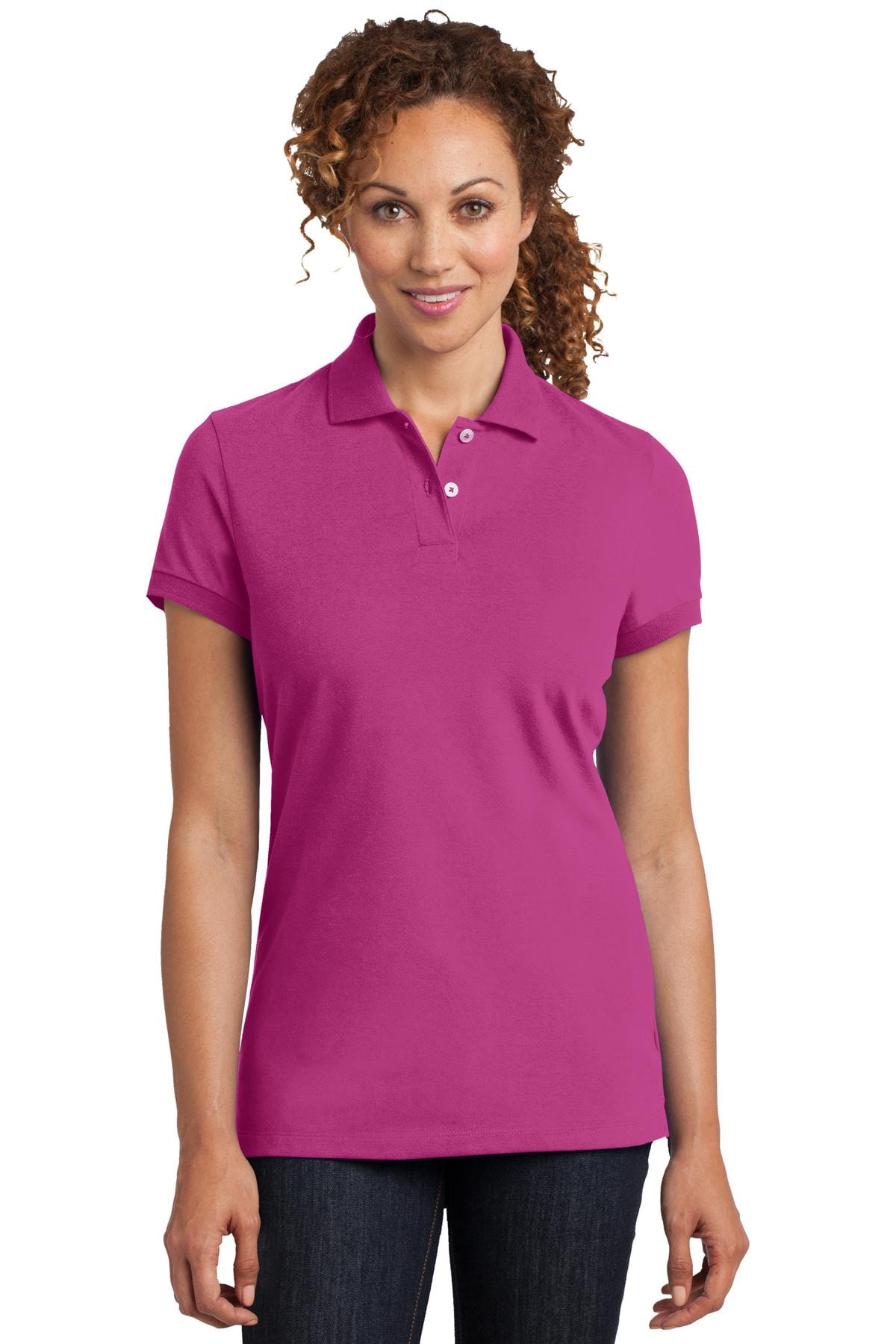 District Ladies DISCONTINUED  District Made ®  Ladies Stretch Pique Polo. DM425