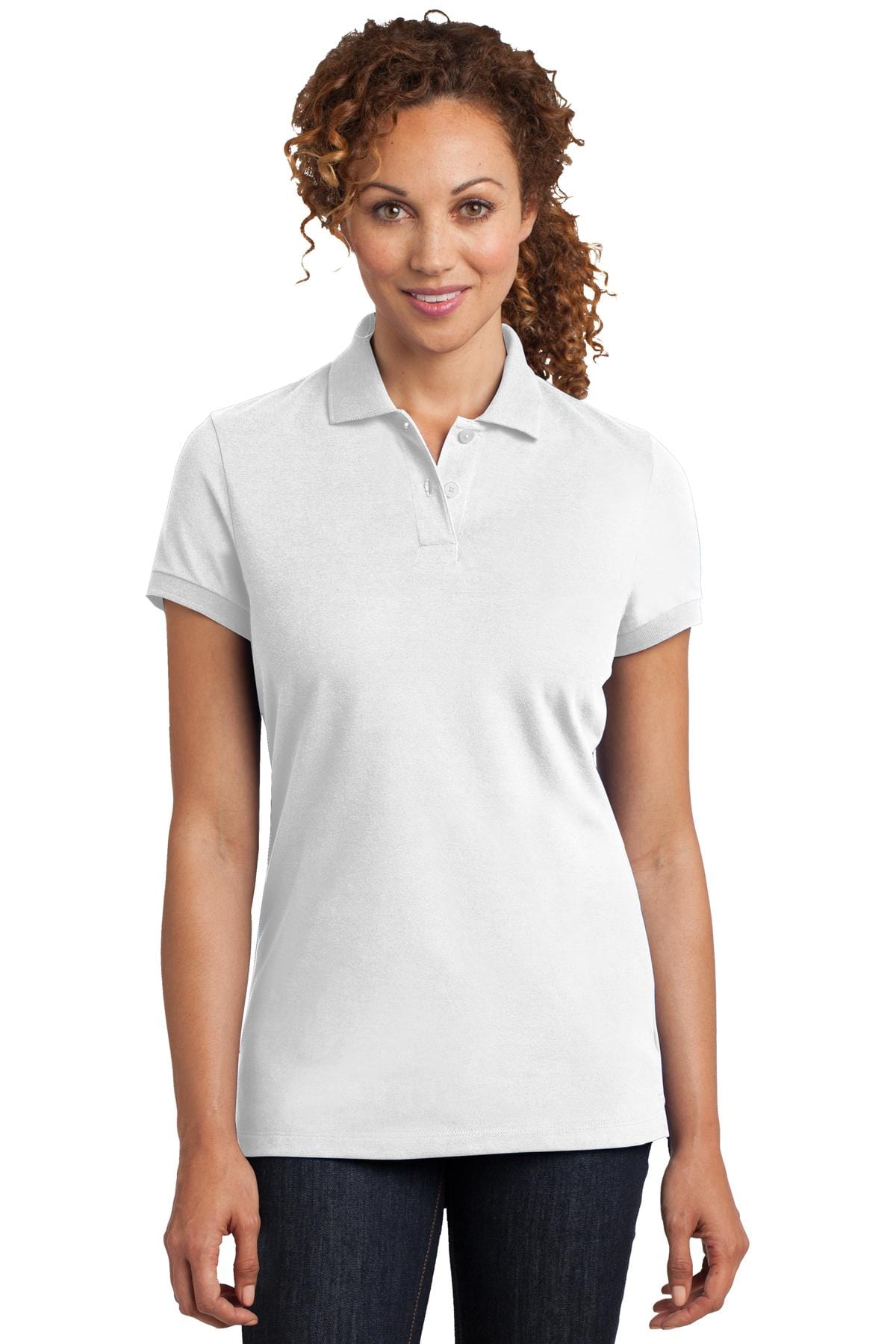 District Ladies DISCONTINUED  District Made ®  Ladies Stretch Pique Polo. DM425
