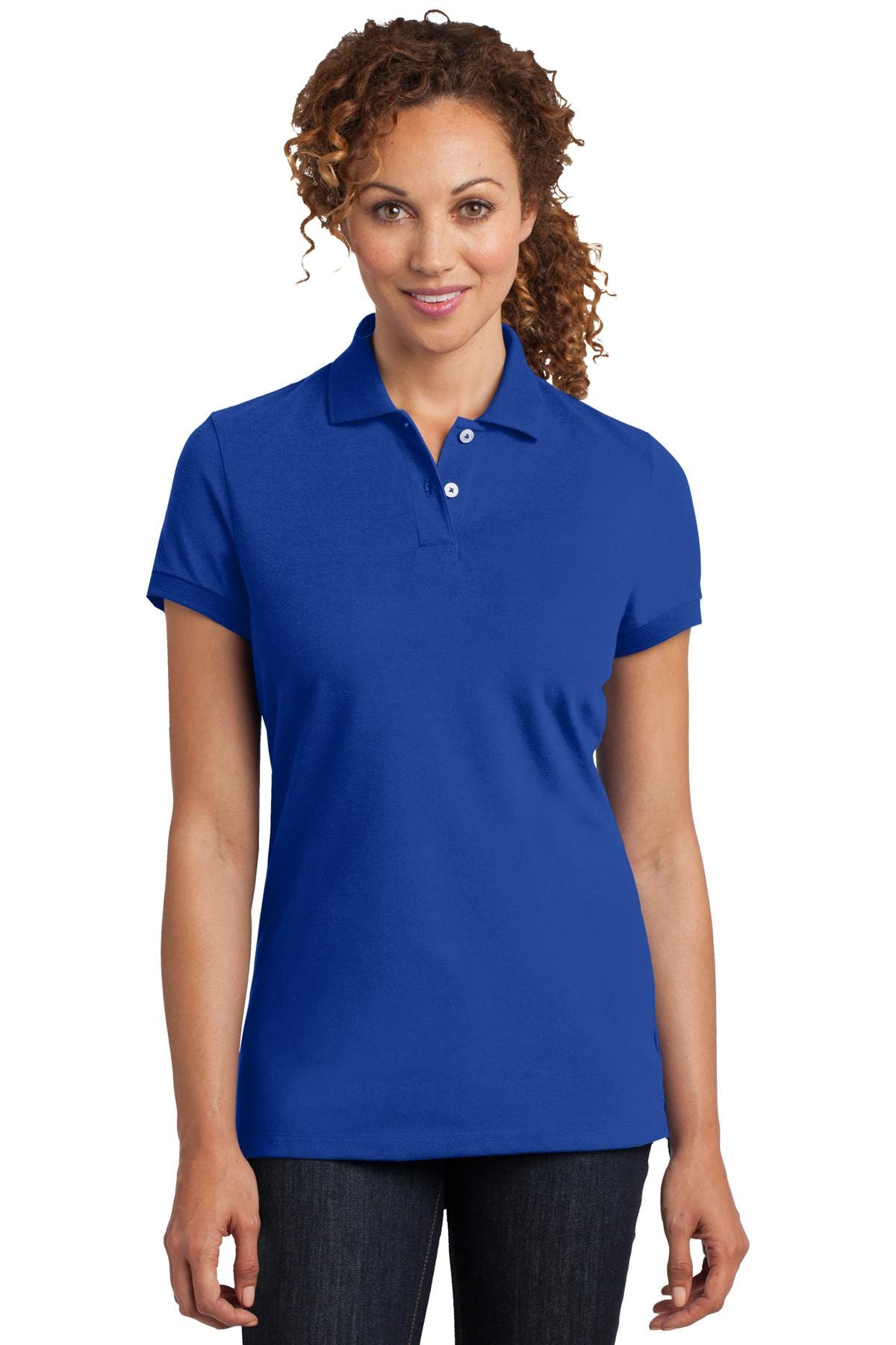 District Ladies DISCONTINUED  District Made ®  Ladies Stretch Pique Polo. DM425