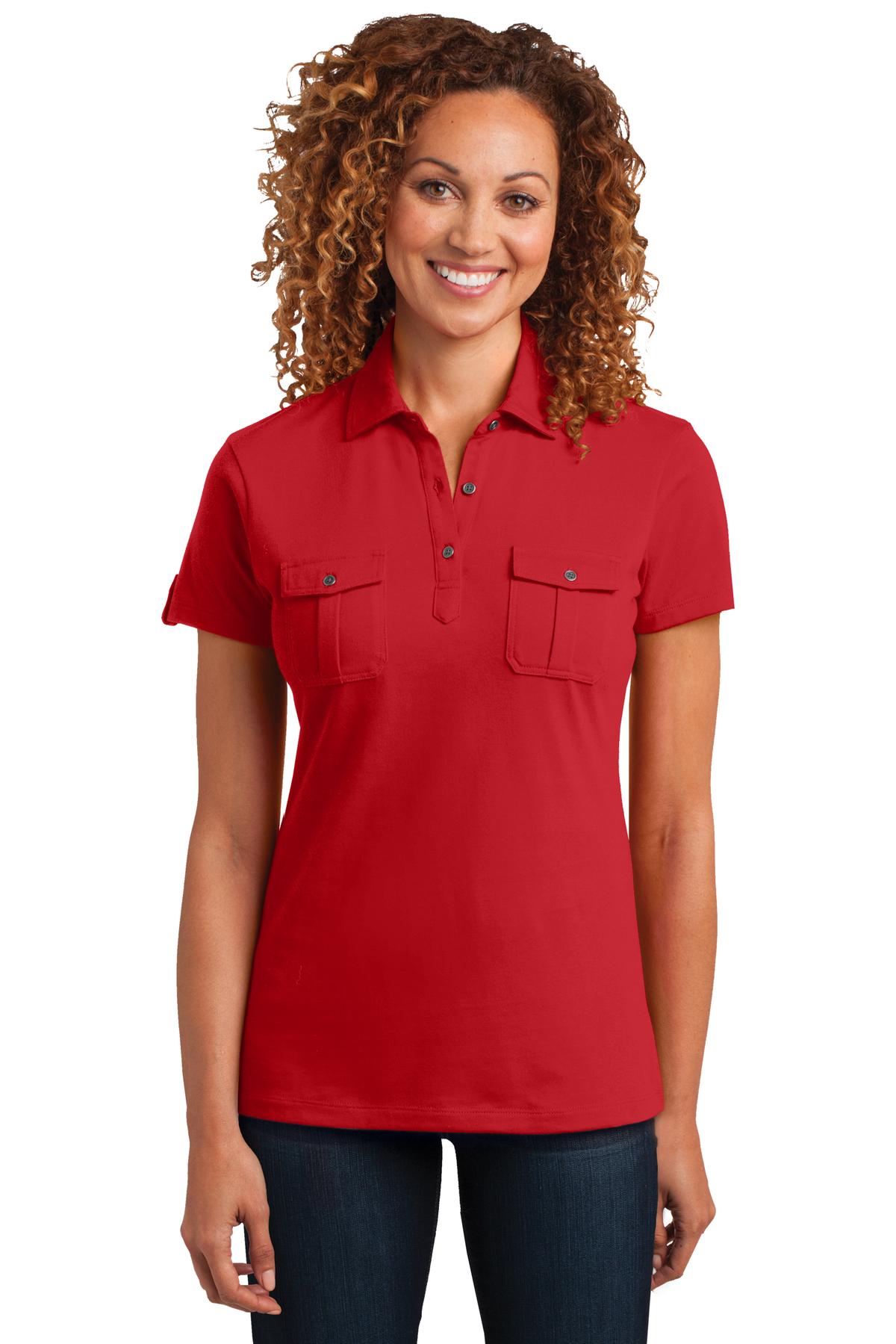 District Ladies XS / Classic Red DISCONTINUED  District Made ®  Ladies Double Pocket Polo. DM433