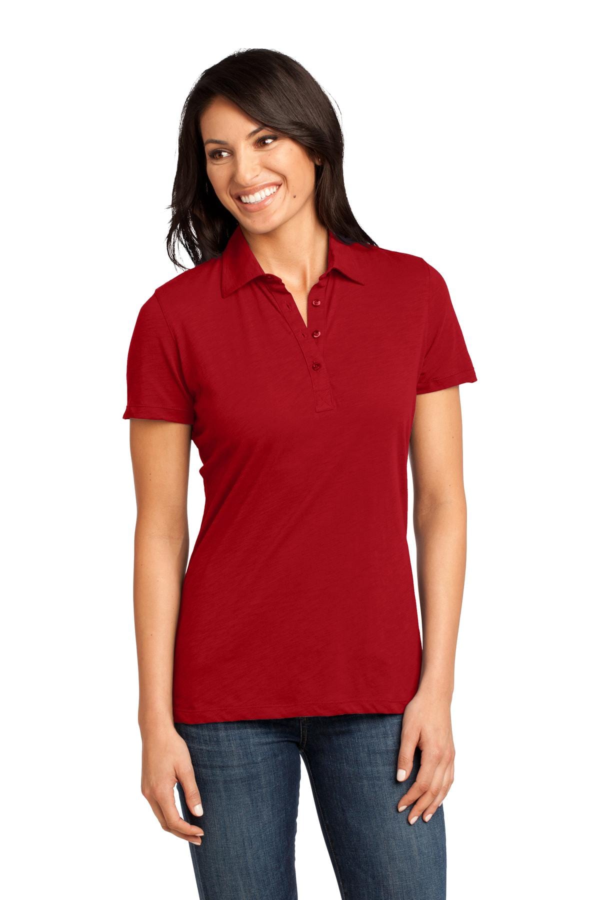 District Ladies XS / Classic Red DISCONTINUED  District Made ®  - Ladies Slub Polo. DM450