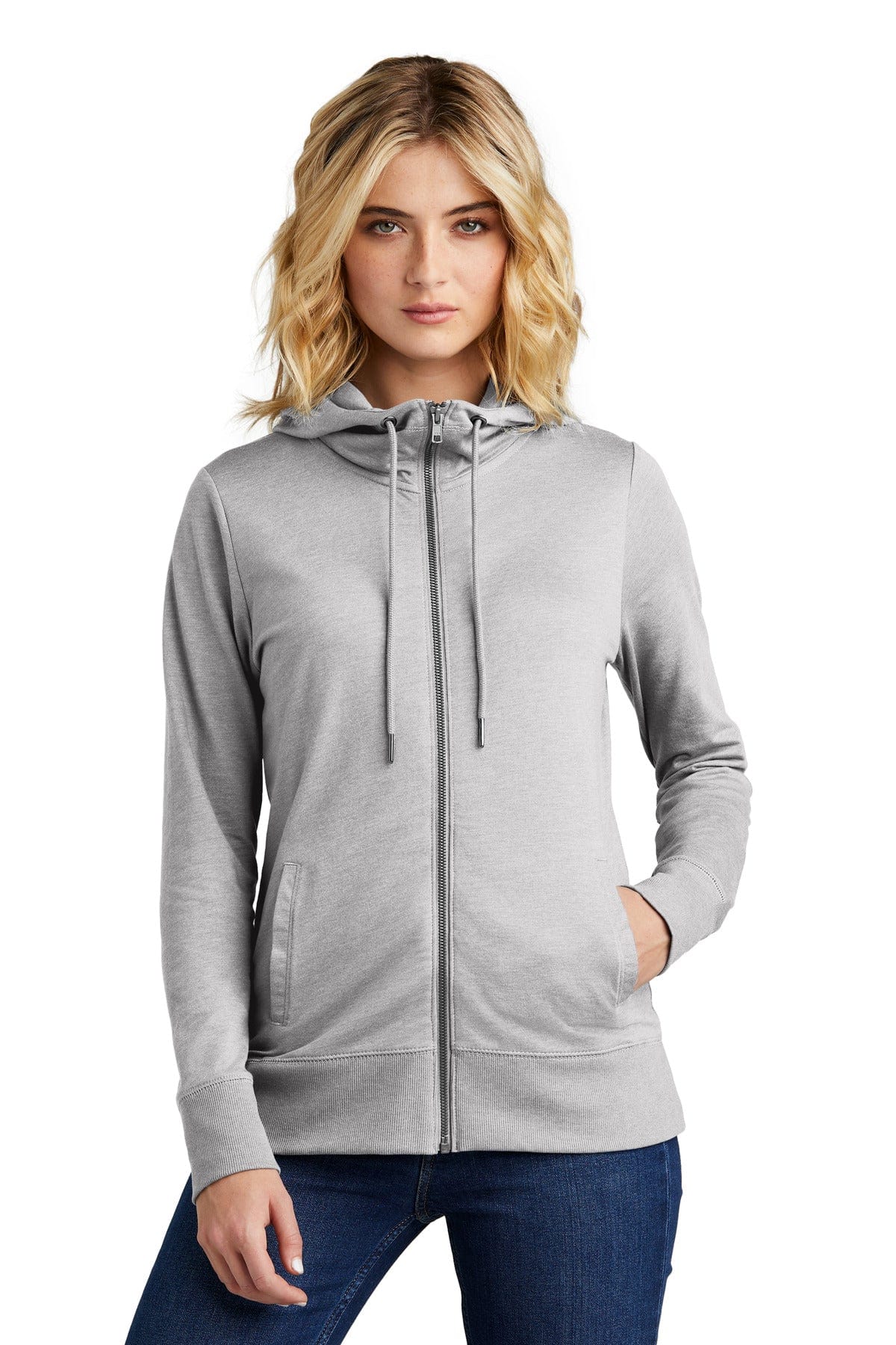 District Ladies 4XL / Light Heather Grey District DT673: Women's Featherweight French Terry Full-Zip Hoodie