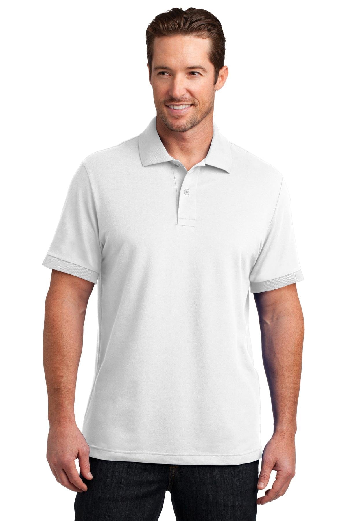 District Polos/Knits DISCONTINUED  District Made ®  Mens Stretch Pique Polo. DM325