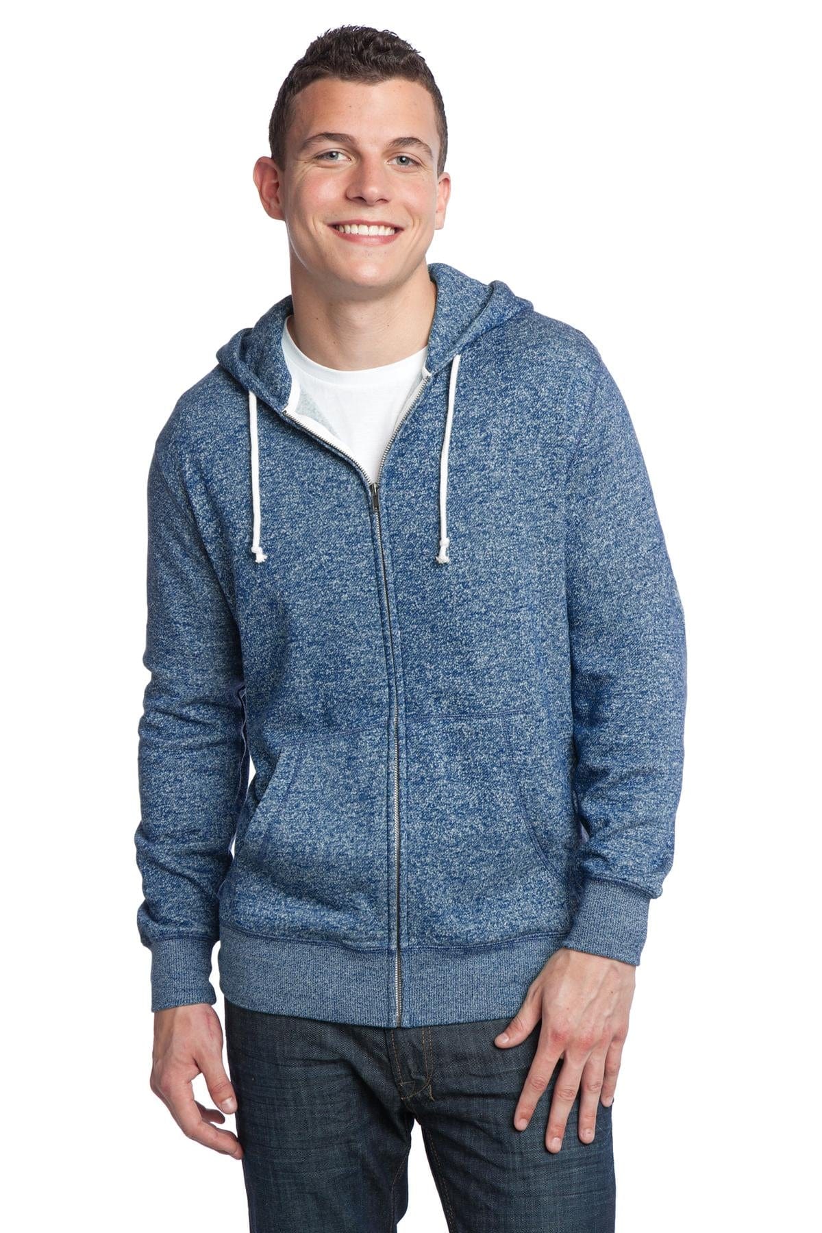 DISCONTINUED District Young Mens Marled Fleece Full Zip Hoodie DT192 Bulkthreads Bulkthreads