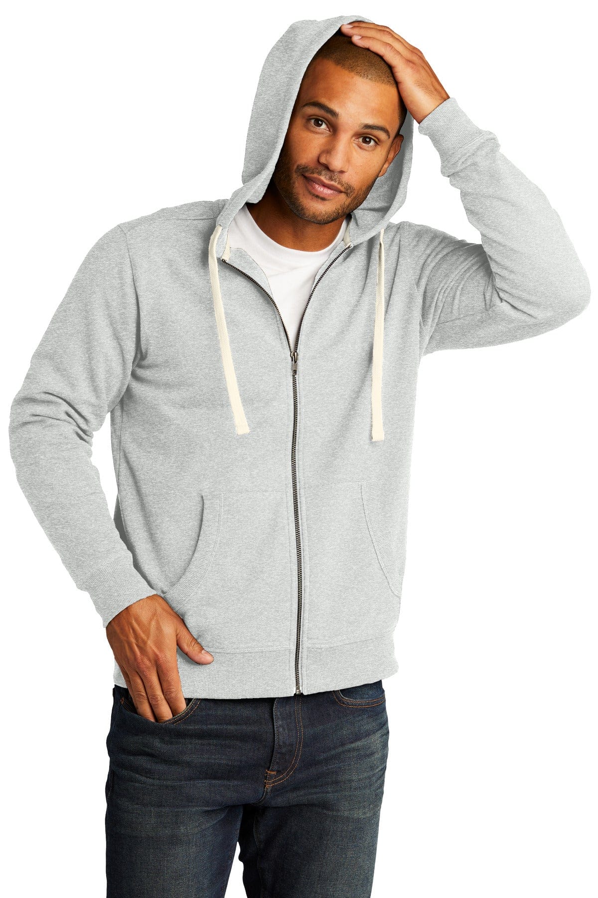 District Sweatshirts/Fleece XS / Ash District DT8102: Re-Fleece Full-Zip Hoodie