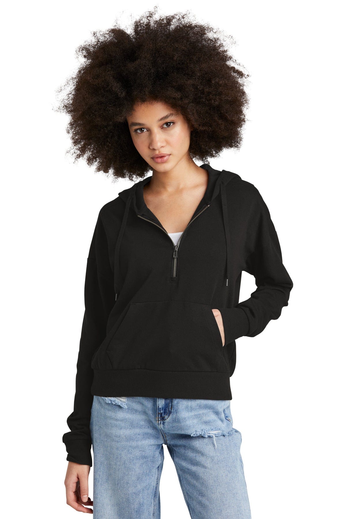 District Sweatshirts/Fleece XS / Black District DT1311: Women's Perfect Tri Fleece 1/2-Zip Pullover