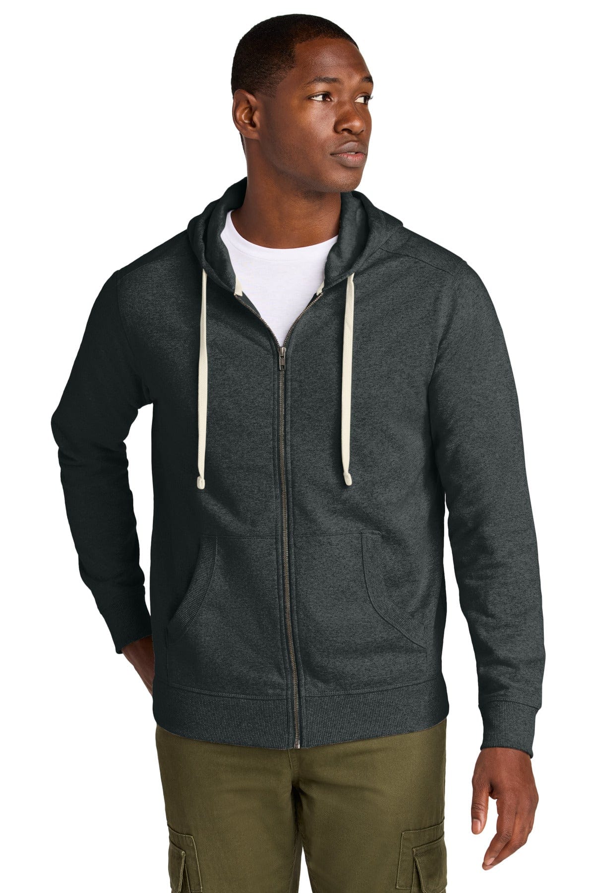 District Sweatshirts/Fleece XS / Charcoal Heather District DT8102: Re-Fleece Full-Zip Hoodie