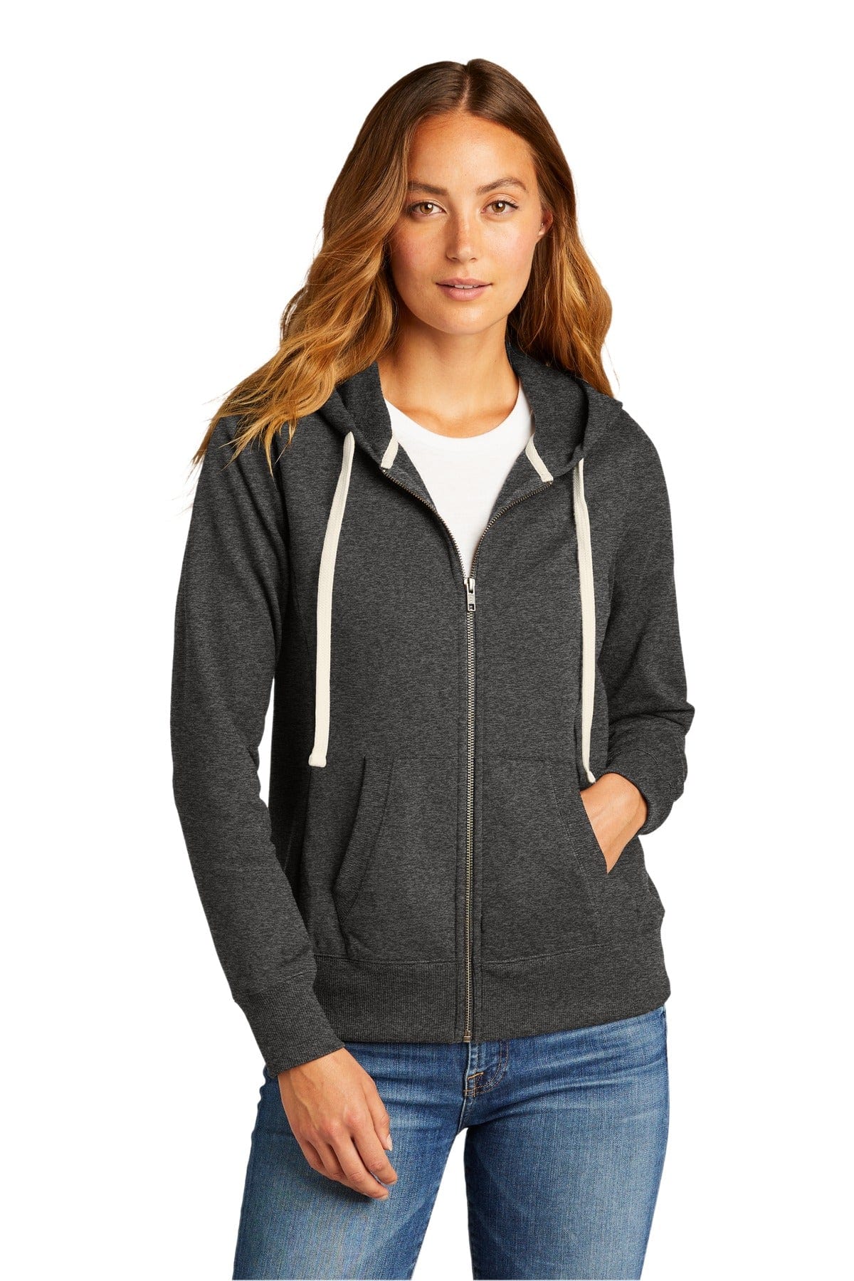 District Sweatshirts/Fleece XS / Charcoal Heather District DT8103: Women's Re-Fleece Full-Zip Hoodie