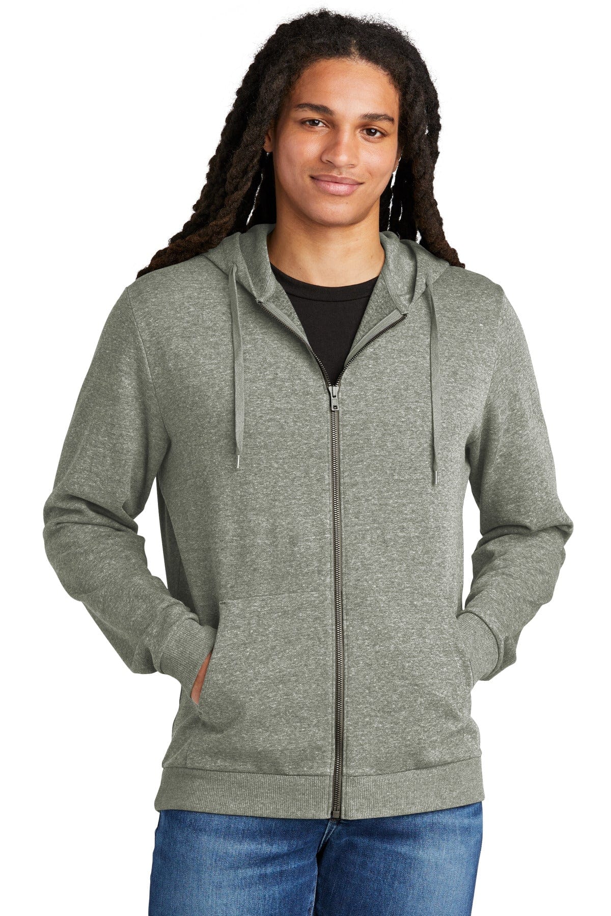 District Sweatshirts/Fleece XS / Grey Frost District DT1302: Perfect Tri Fleece Full-Zip Hoodie