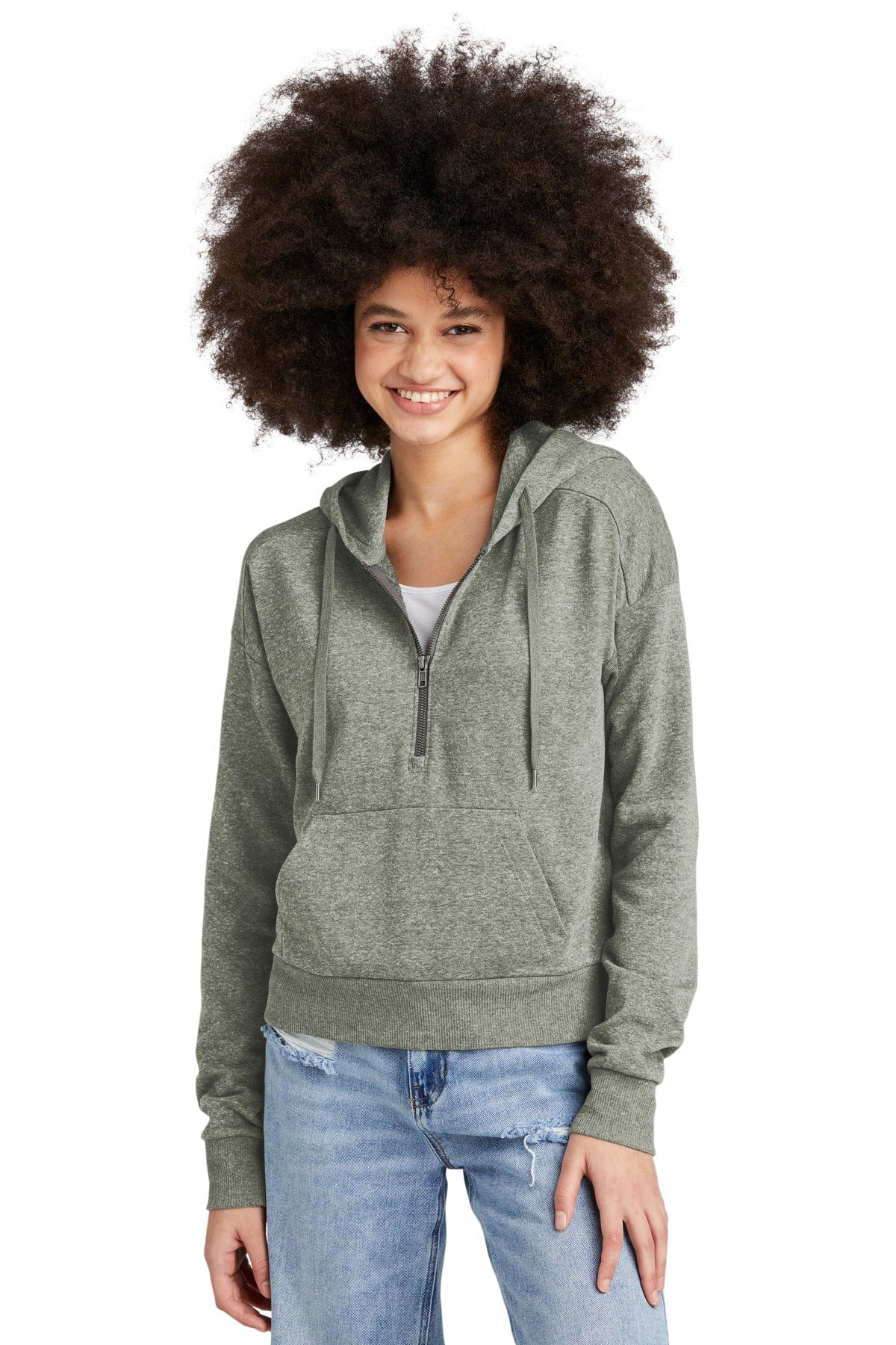 District Sweatshirts/Fleece XL / Grey Frost District DT1311: Women's Perfect Tri Fleece 1/2-Zip Pullover