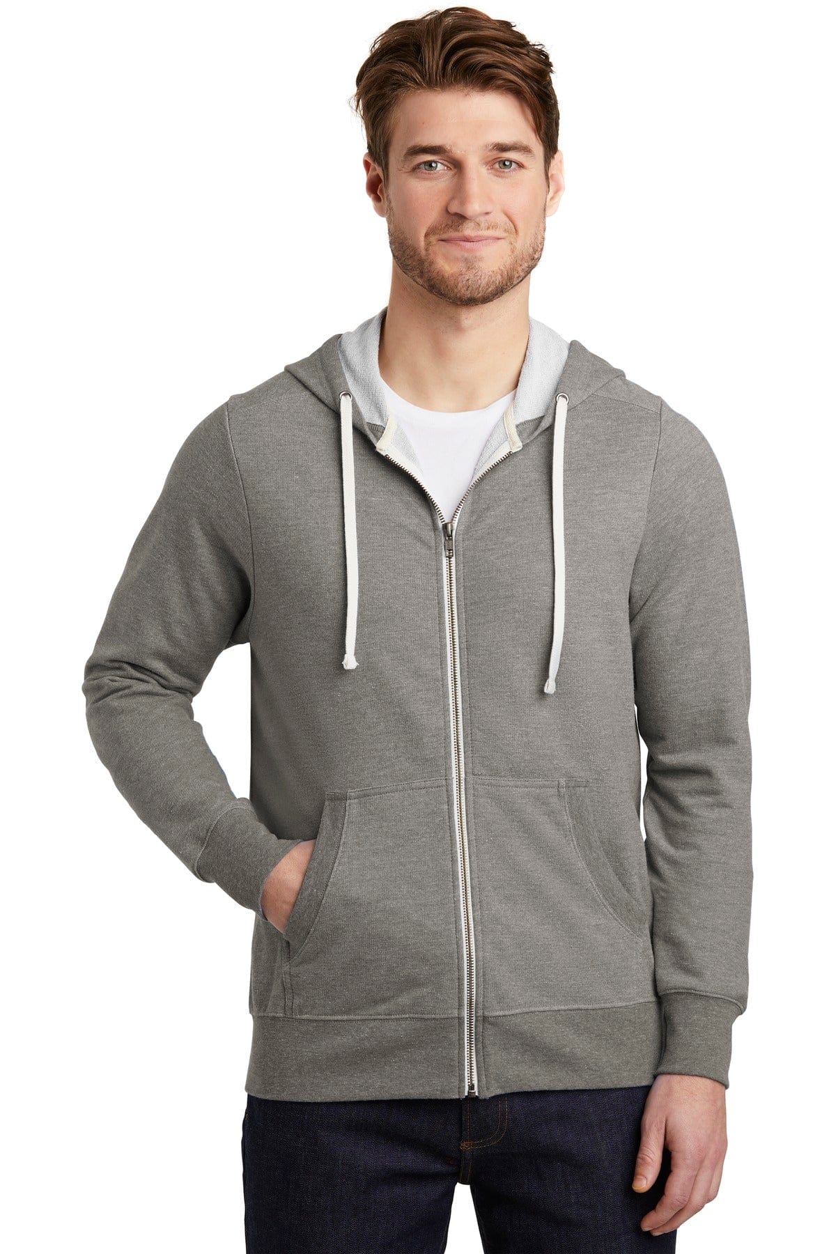 District Sweatshirts/Fleece XS / Grey Frost District DT356: Perfect Tri French Terry Full-Zip Hoodie