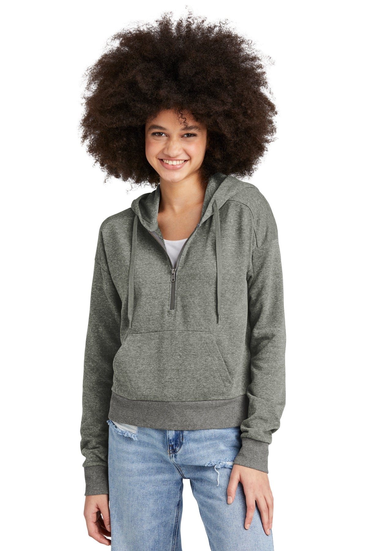 District Sweatshirts/Fleece XL / Heathered Charcoal District DT1311: Women's Perfect Tri Fleece 1/2-Zip Pullover