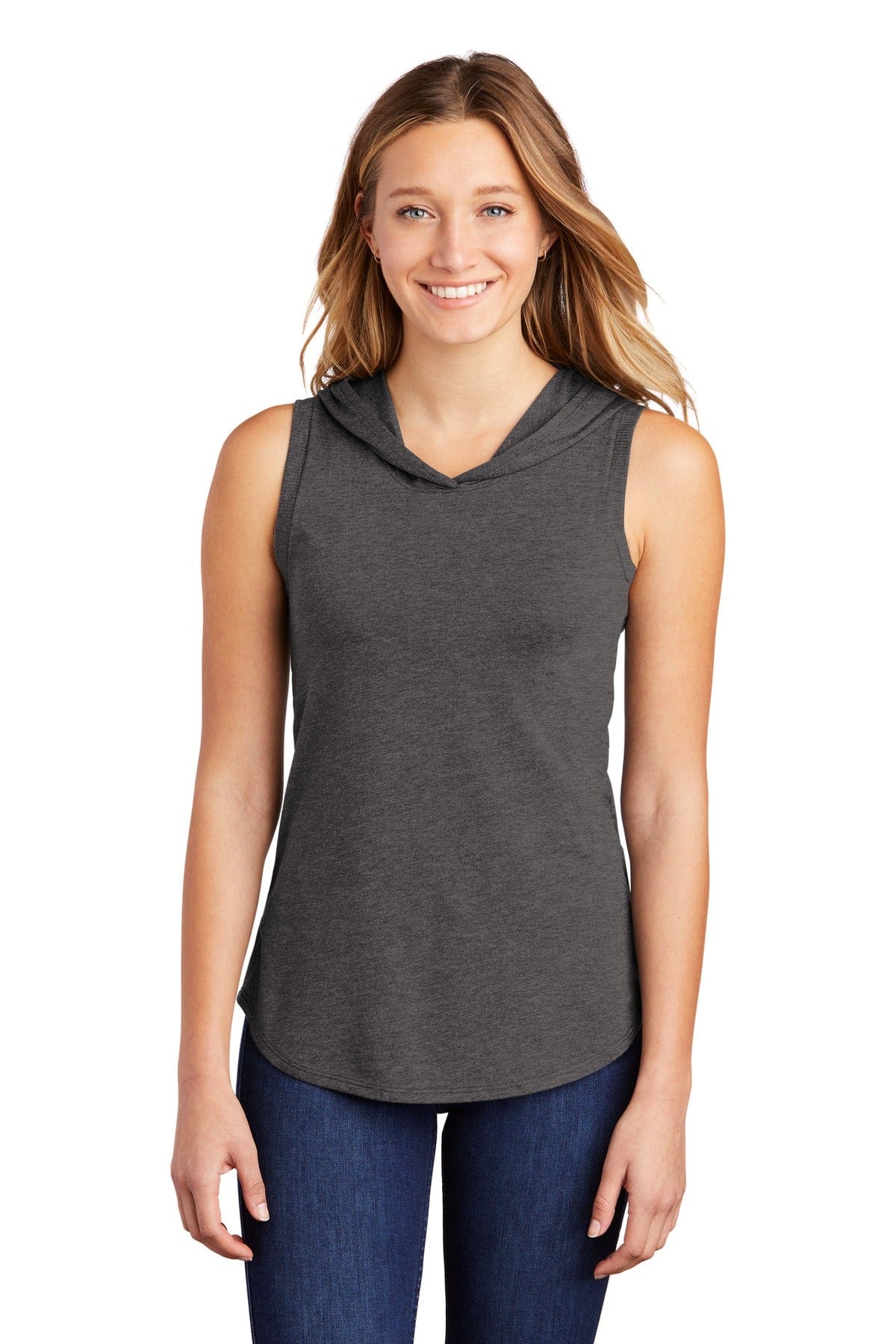 District Sweatshirts/Fleece XS / Heathered Charcoal District DT1375:  Women's Perfect Tri Sleeveless Hoodie