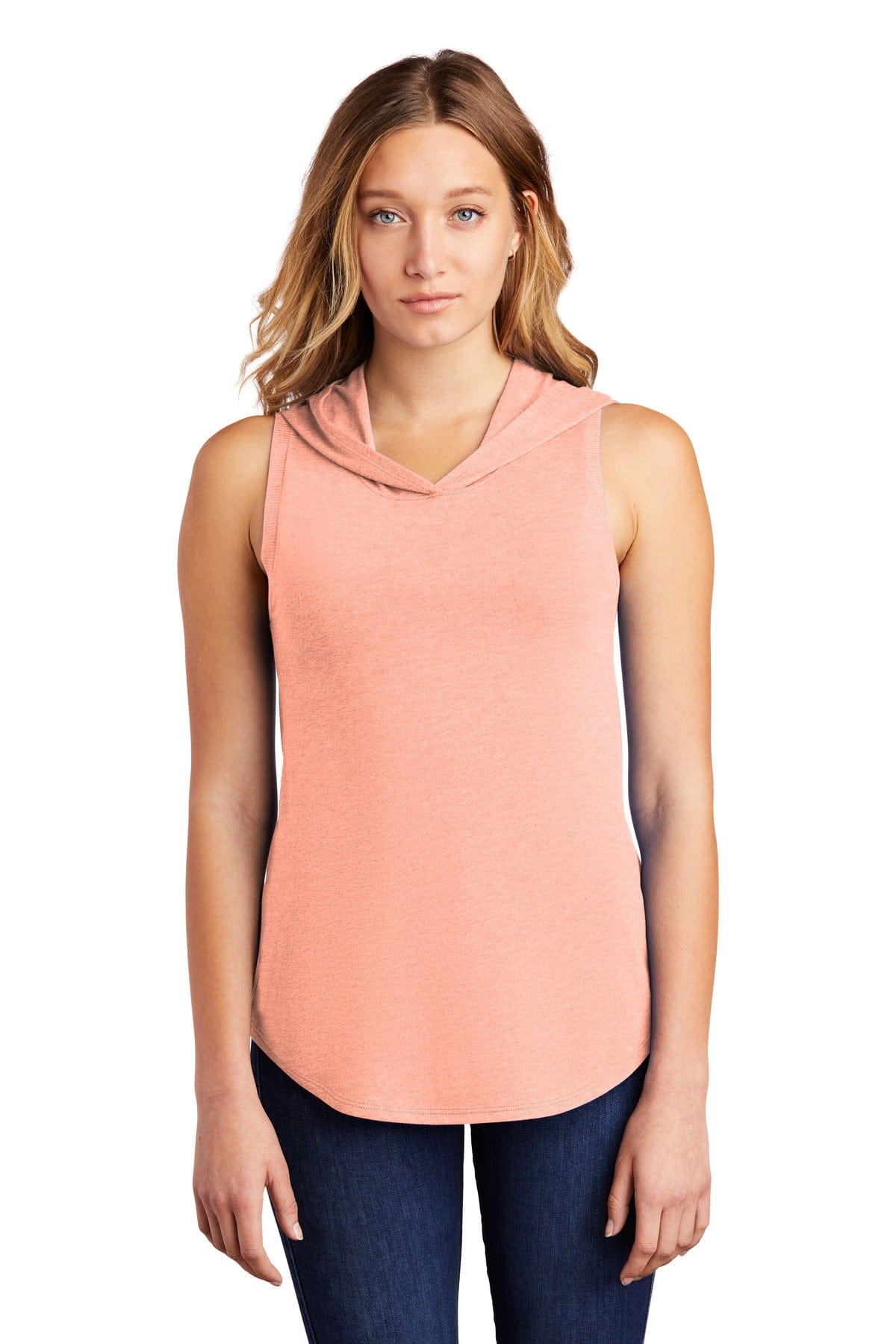 District Sweatshirts/Fleece XS / Heathered Dusty Peach District DT1375:  Women's Perfect Tri Sleeveless Hoodie