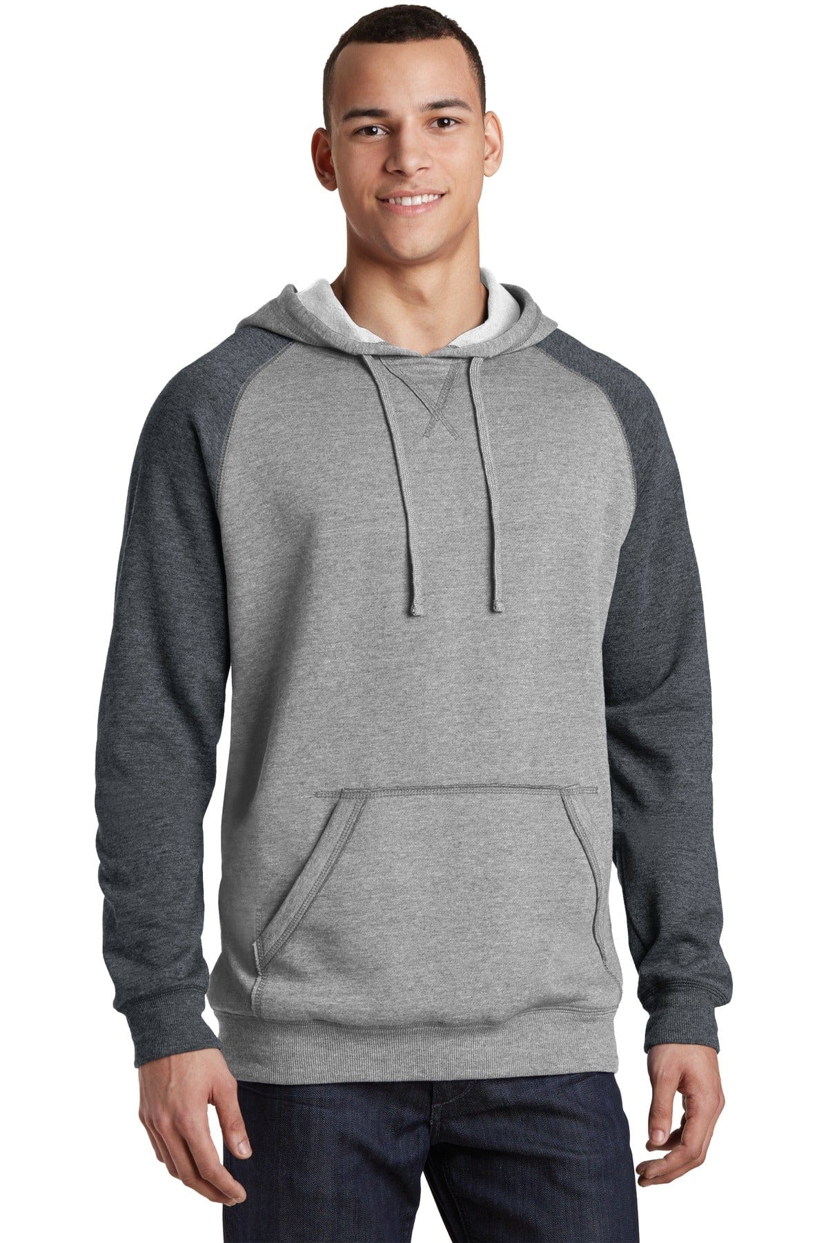 District Sweatshirts/Fleece XS / Heathered Grey/ Heathered Charcoal District DT196: Young Mens Lightweight Fleece Raglan Hoodie