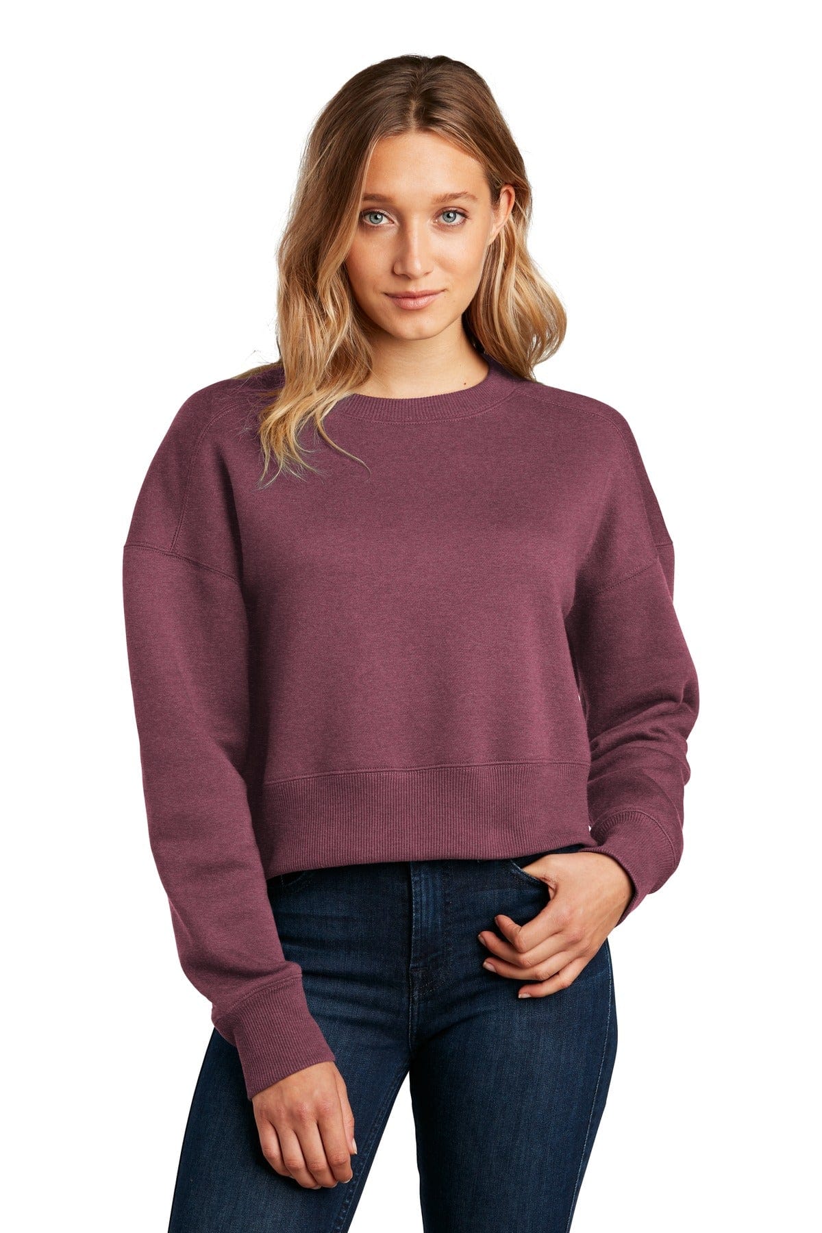 District Sweatshirts/Fleece XS / Heathered Loganberry District DT1105: Women's Perfect Weight Fleece Cropped Crew