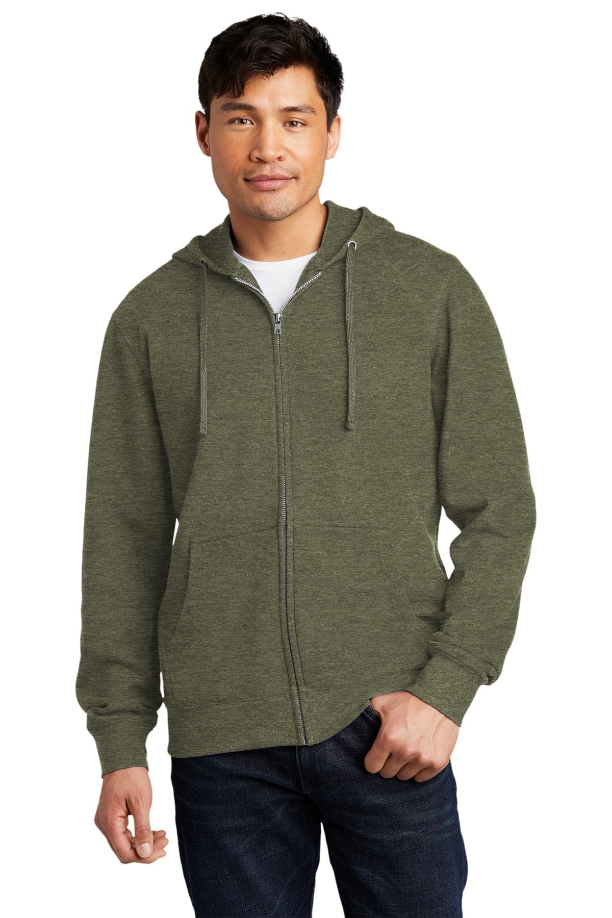 District Sweatshirts/Fleece XS / Heathered Olive District DT6102: Fleece Full-Zip Hoodie