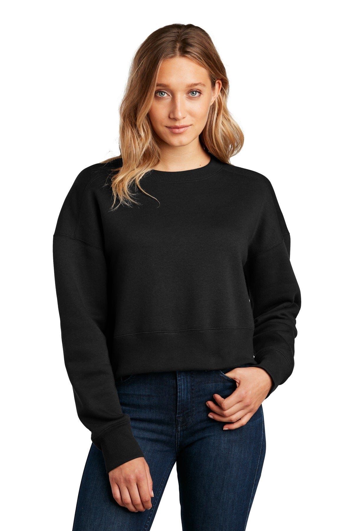 District Sweatshirts/Fleece XS / Jet Black District DT1105: Women's Perfect Weight Fleece Cropped Crew