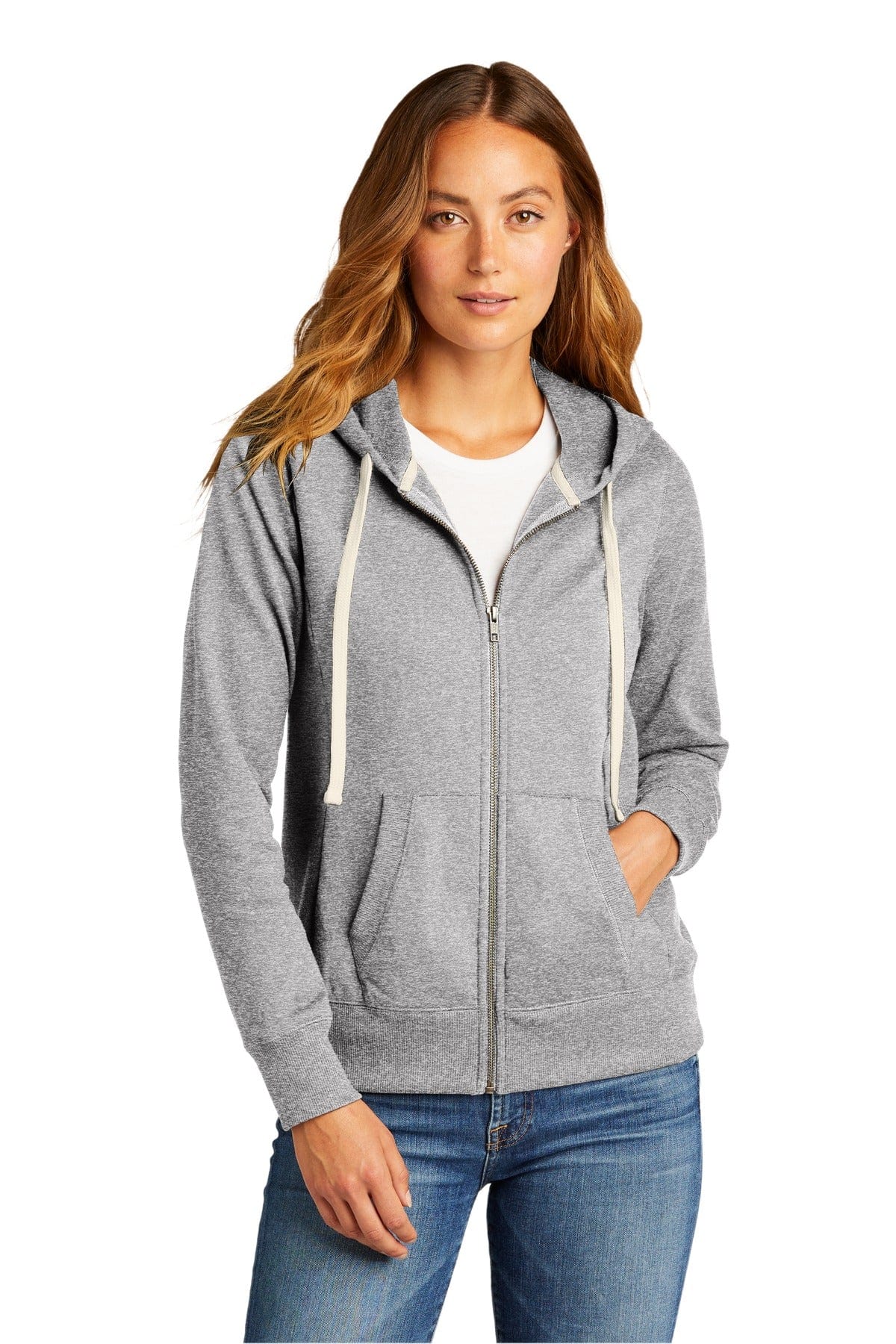 District Sweatshirts/Fleece XS / Light Heather Grey District DT8103: Women's Re-Fleece Full-Zip Hoodie