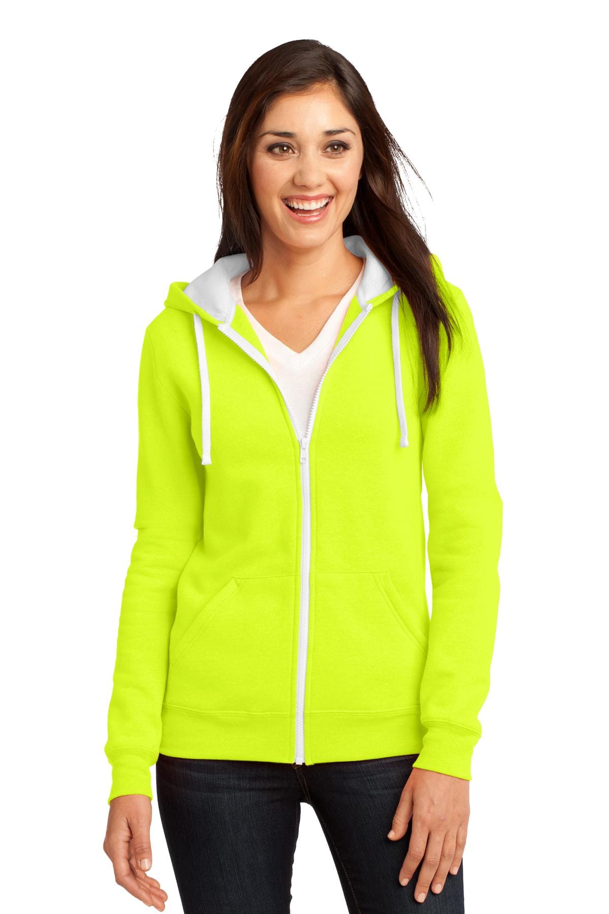 District Sweatshirts/Fleece S / Neon Yellow DISCONTINUED  District ®  - Juniors The Concert Fleece ®  Full-Zip Hoodie. DT801