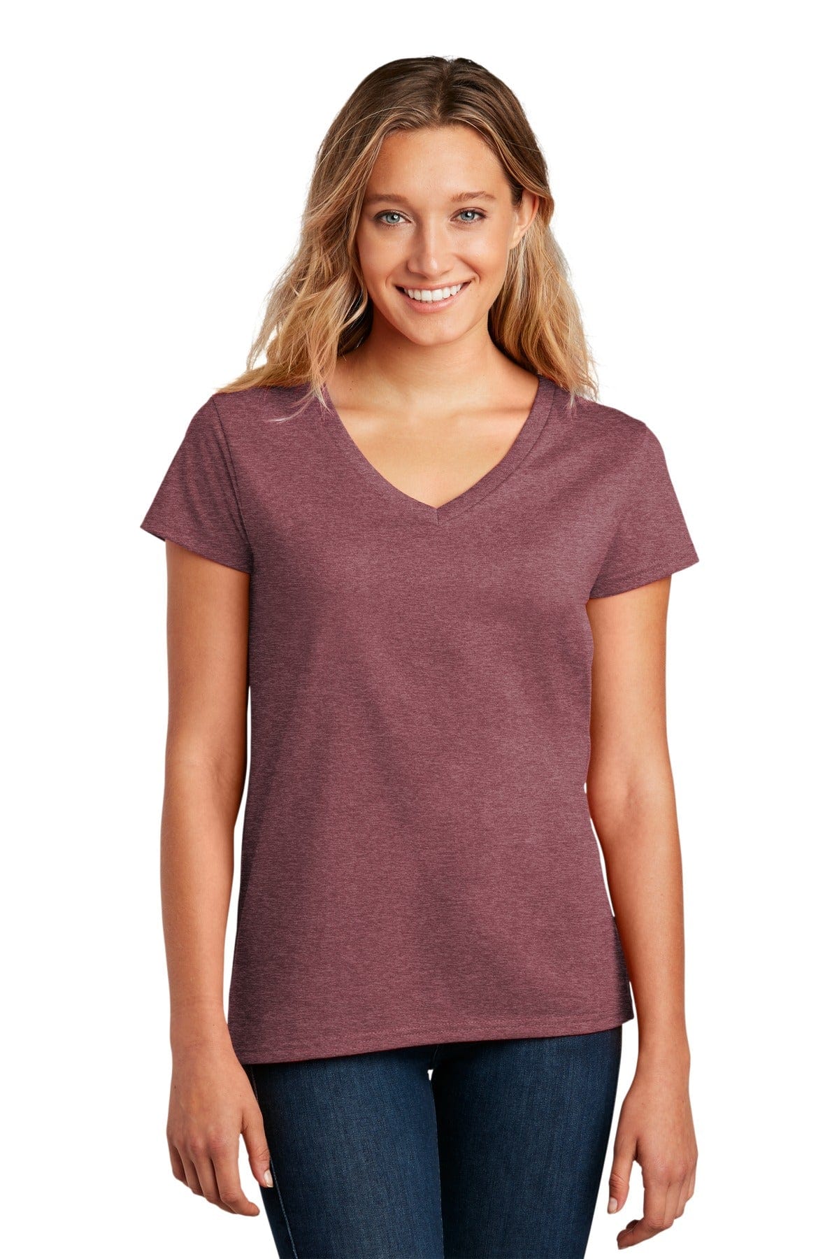District T-Shirts 3XL / Maroon Heather District DT8001: Women's Re-Tee V-Neck