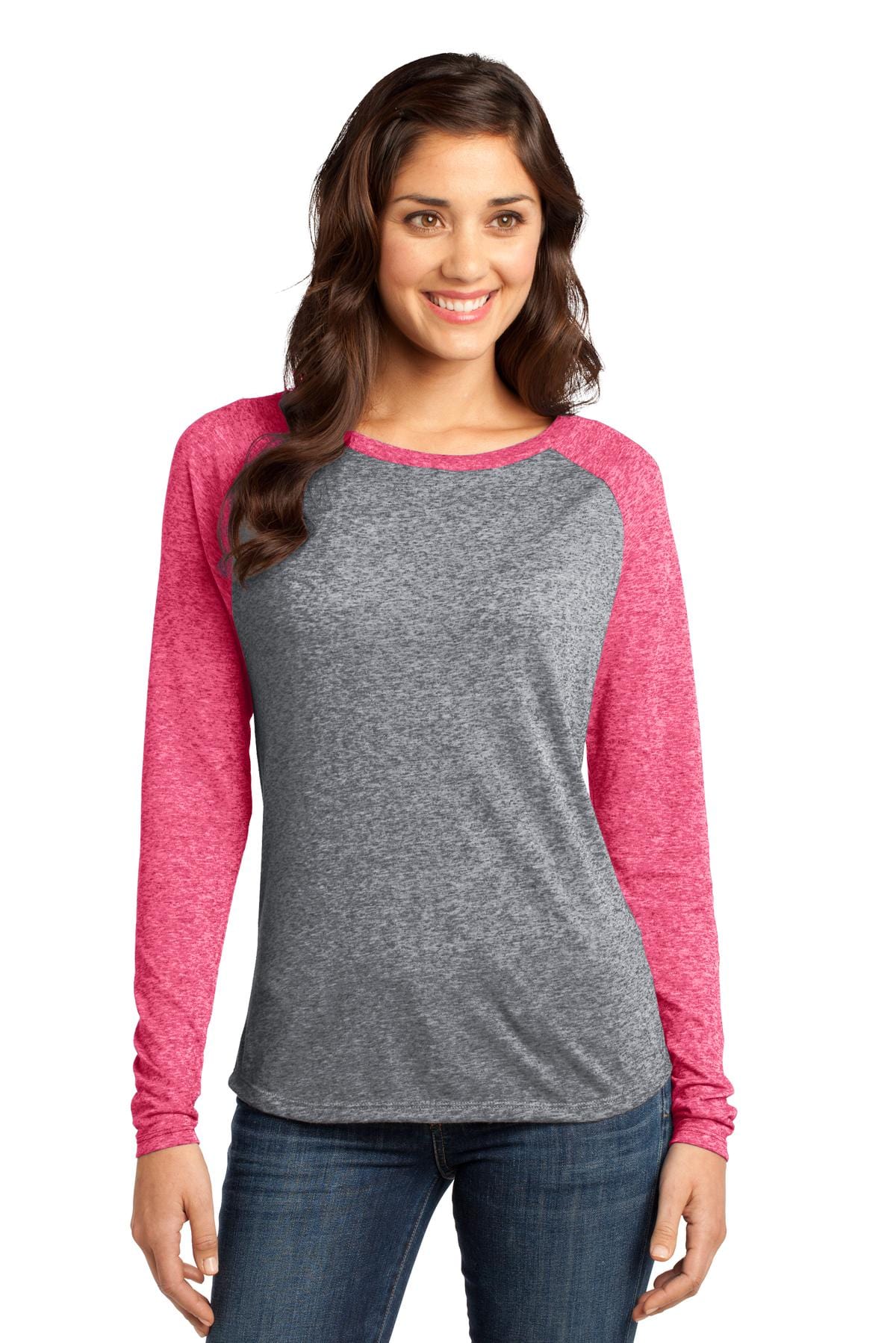 District T-Shirts DISCONTINUED  District ®  - Juniors Microburn ®  Long Sleeve Raglan Tee. DT262