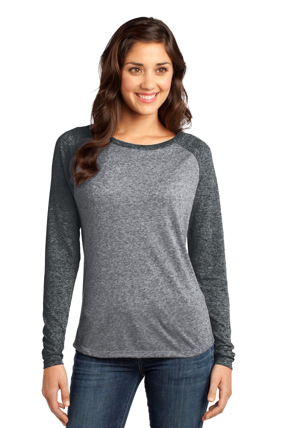District T-Shirts DISCONTINUED  District ®  - Juniors Microburn ®  Long Sleeve Raglan Tee. DT262