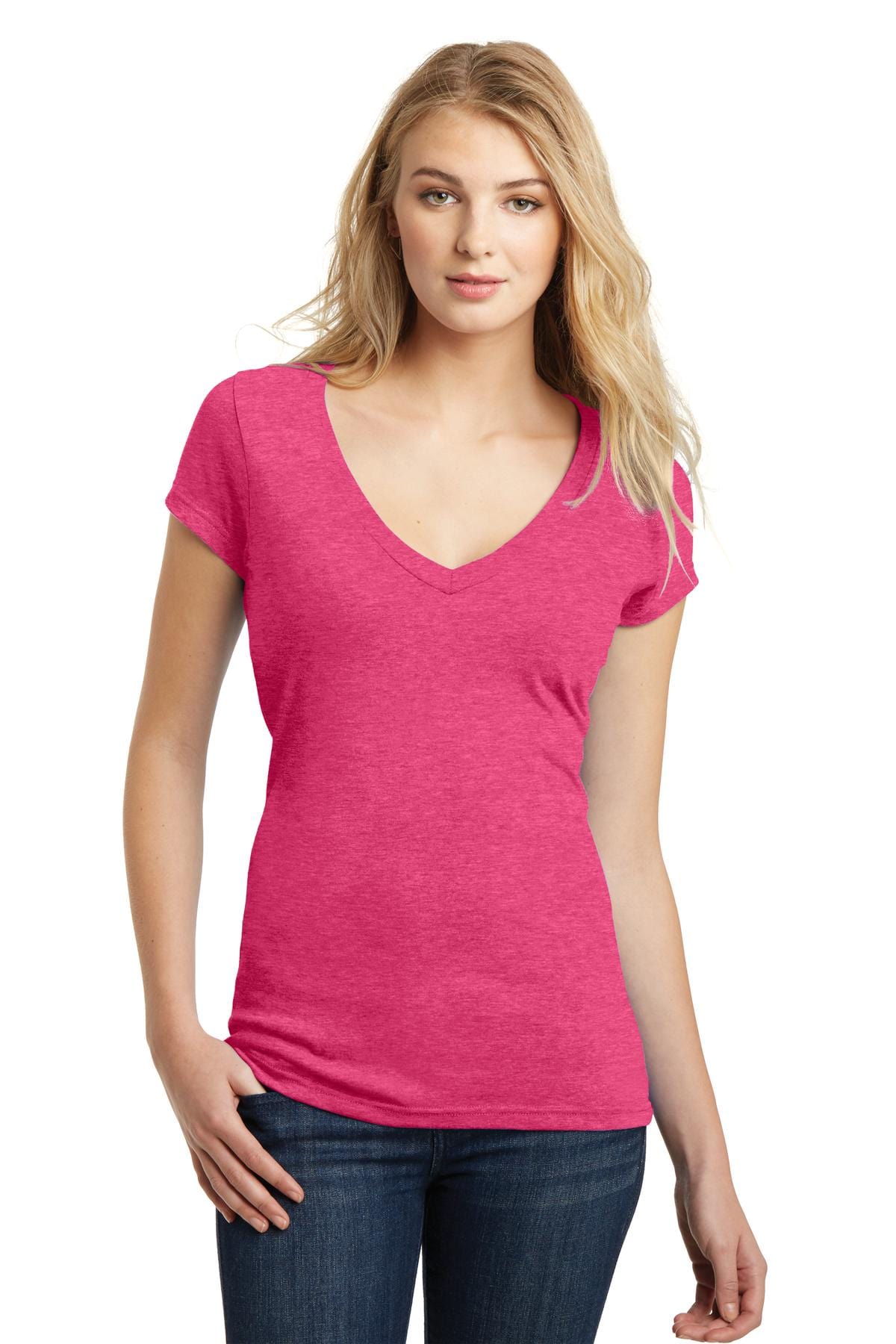 District T-Shirts DISCONTINUED  District ®  Juniors Very Important Tee ®  Deep V-Neck. DT6502